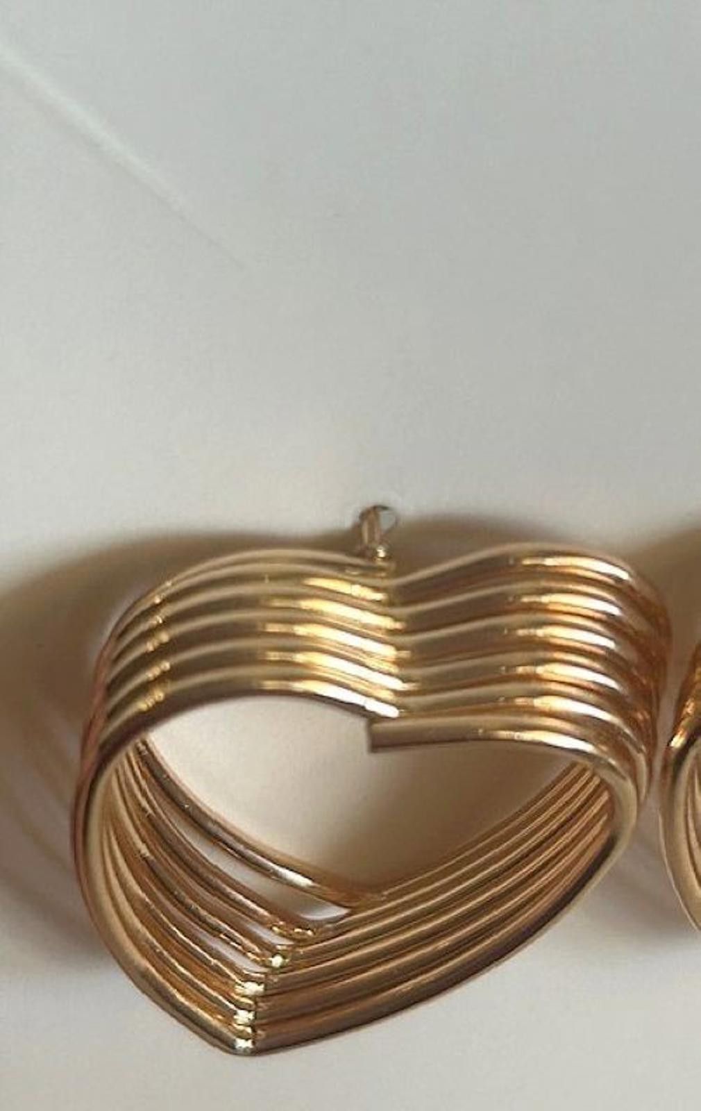 The Unbranded Brand Gold Stacked Heart Earrings 1" Dainty and Chic Size ONE SIZE - 3 Thumbnail