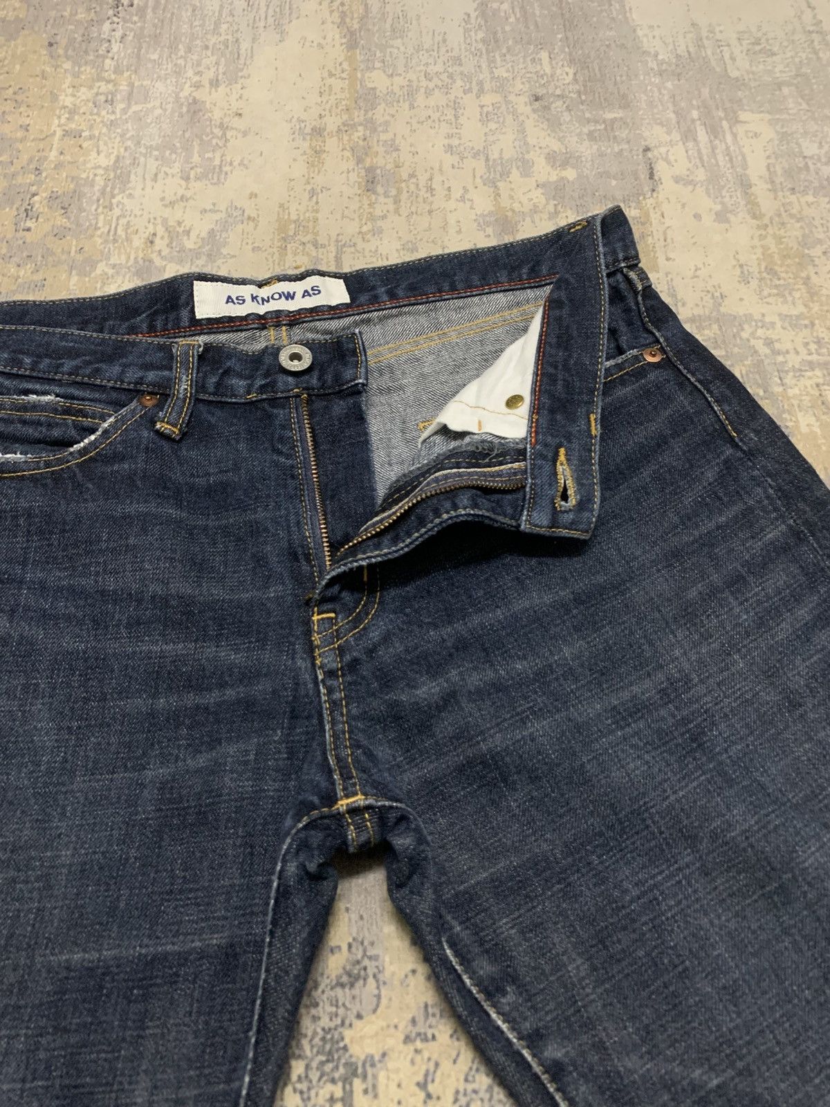 Japanese Brand AS KNOW AS Rare Dark Wash Distressed Japanese Denim Pant Size US 31 - 3 Thumbnail