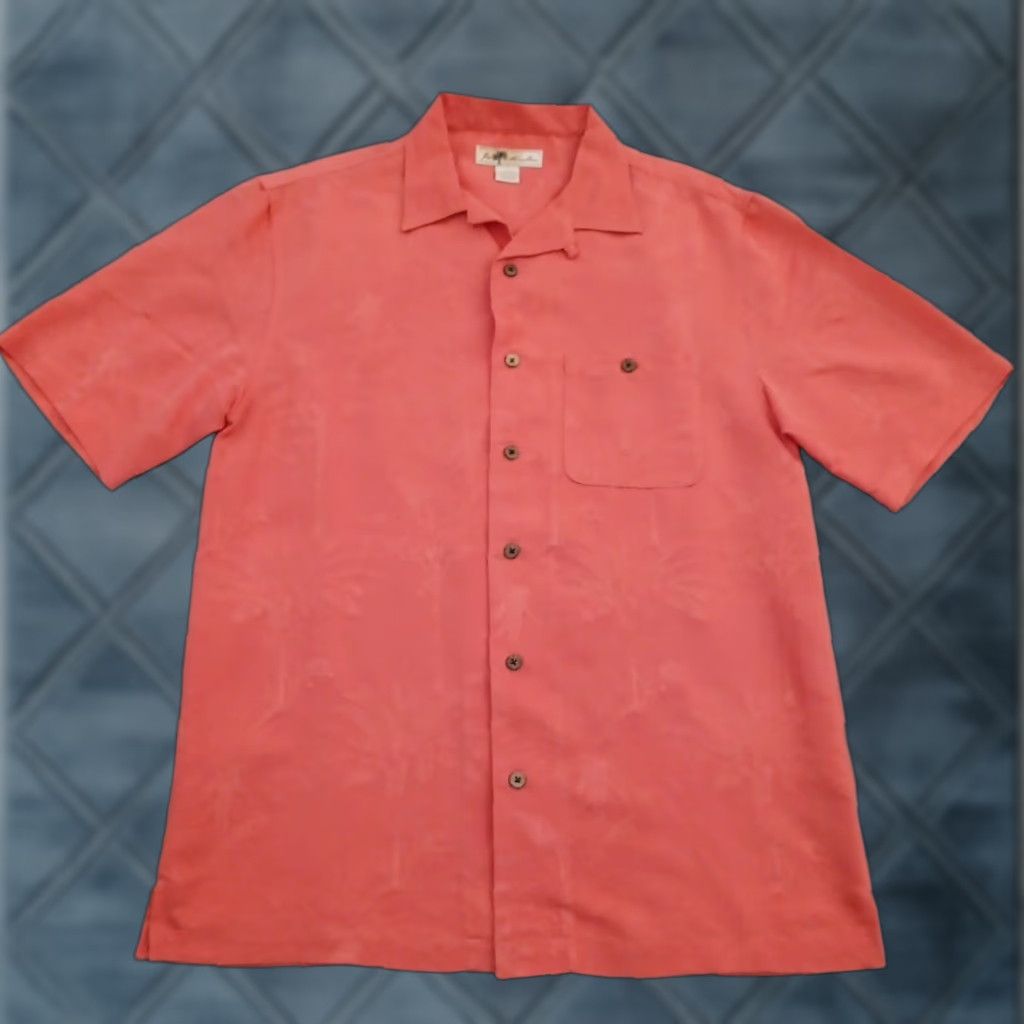 Pinko Joe Marlin Shirt Mens L Pink Floral Short Sleeve Button Up Rayon Size US L / EU 52-54 / 3 - 1 Thumbnail