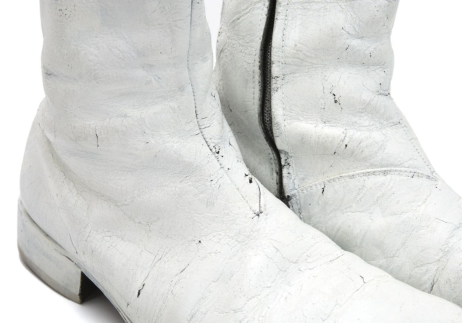 Maison Margiela Square-Toe Painted Leather Boots in White, Size 28cm Size US 10 / EU 43 - 7 Thumbnail