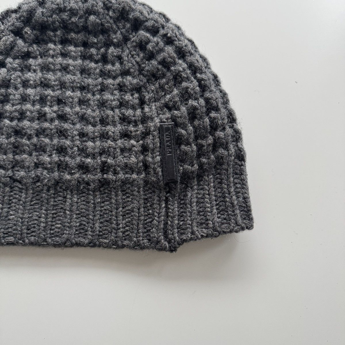 Prada Prada Cashmere Wool Beanie Leather Patch Size ONE SIZE - 2 Thumbnail