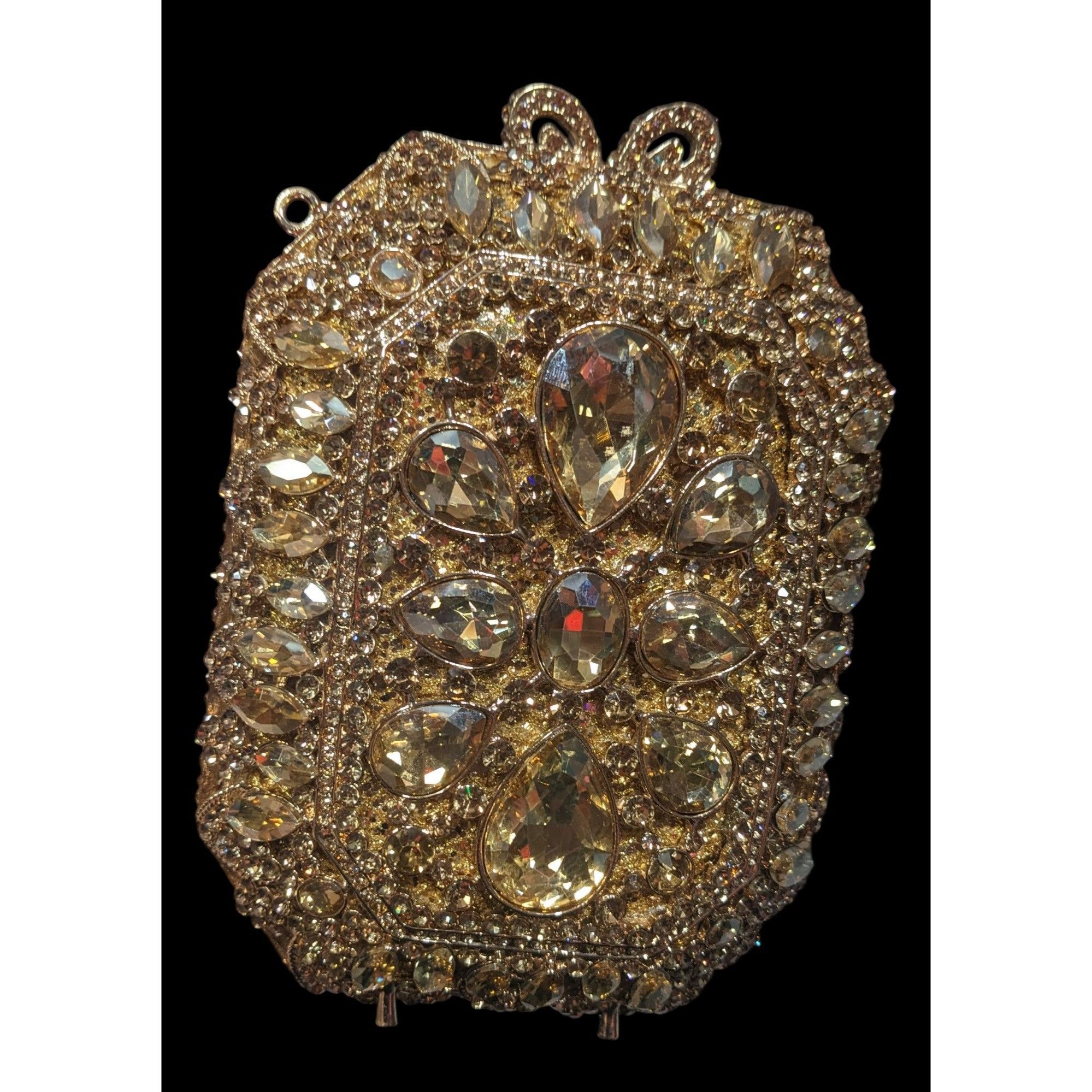 Other Luxury Rhinestone Encrusted Evening Bag Gold Tone With Remov Size ONE SIZE - 9 Thumbnail