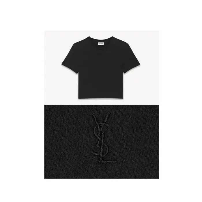 Saint Laurent Paris oc11z1125 Women’s Cassandre Cropped T-Shirt in Black Size XL / US 12-14 / IT 48-50 - 1 Preview