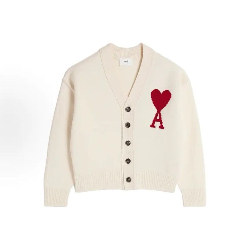 AMI AMI White Women's Cardigan with Heart Detail 0089 Size XS / US 0-2 / IT 36-38 - 1 Thumbnail