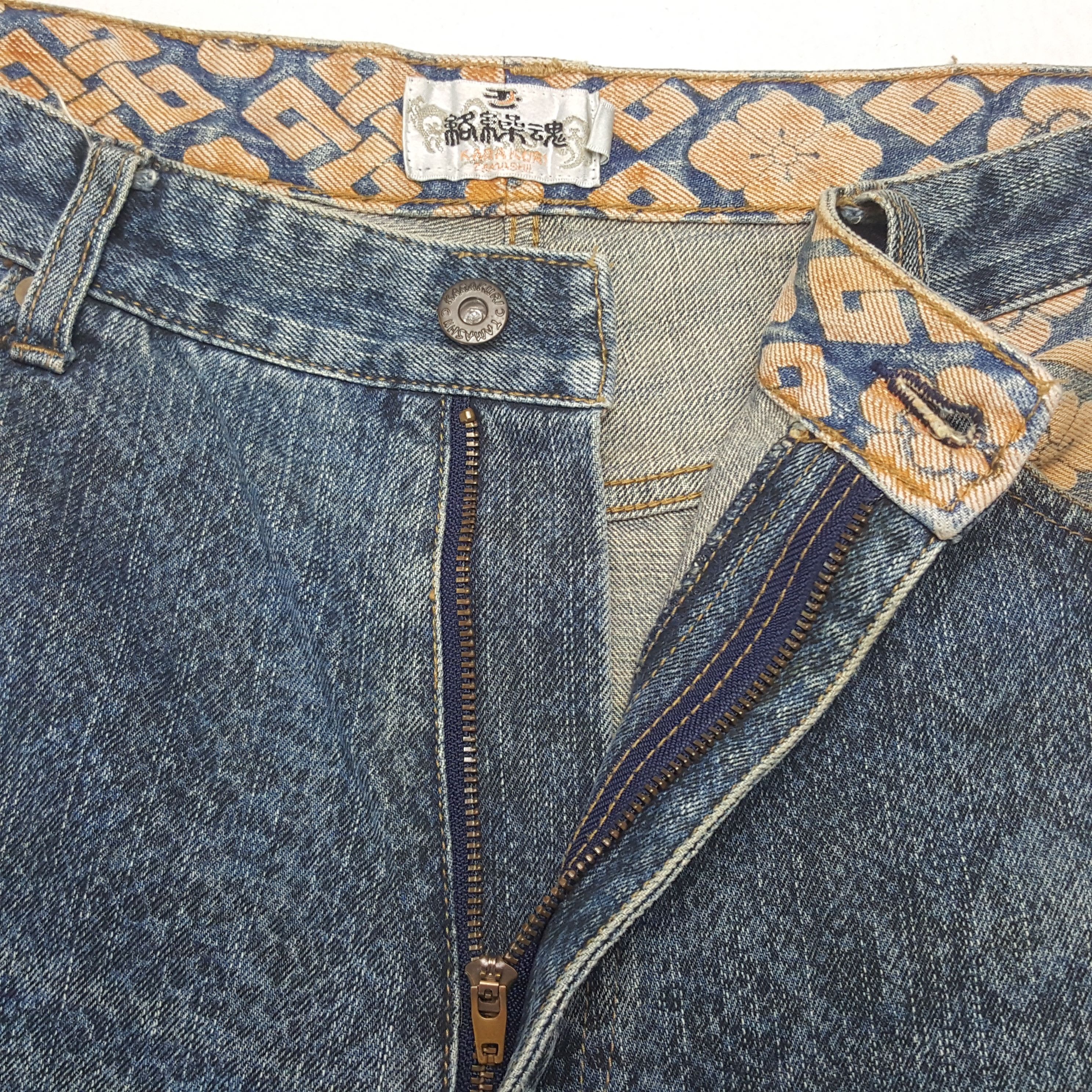 Japanese Brand × Vintage Vintage Karakumi Tamashii Japanese Embroidery Denim Jeans Size US 32 / EU 48 - 7 Thumbnail