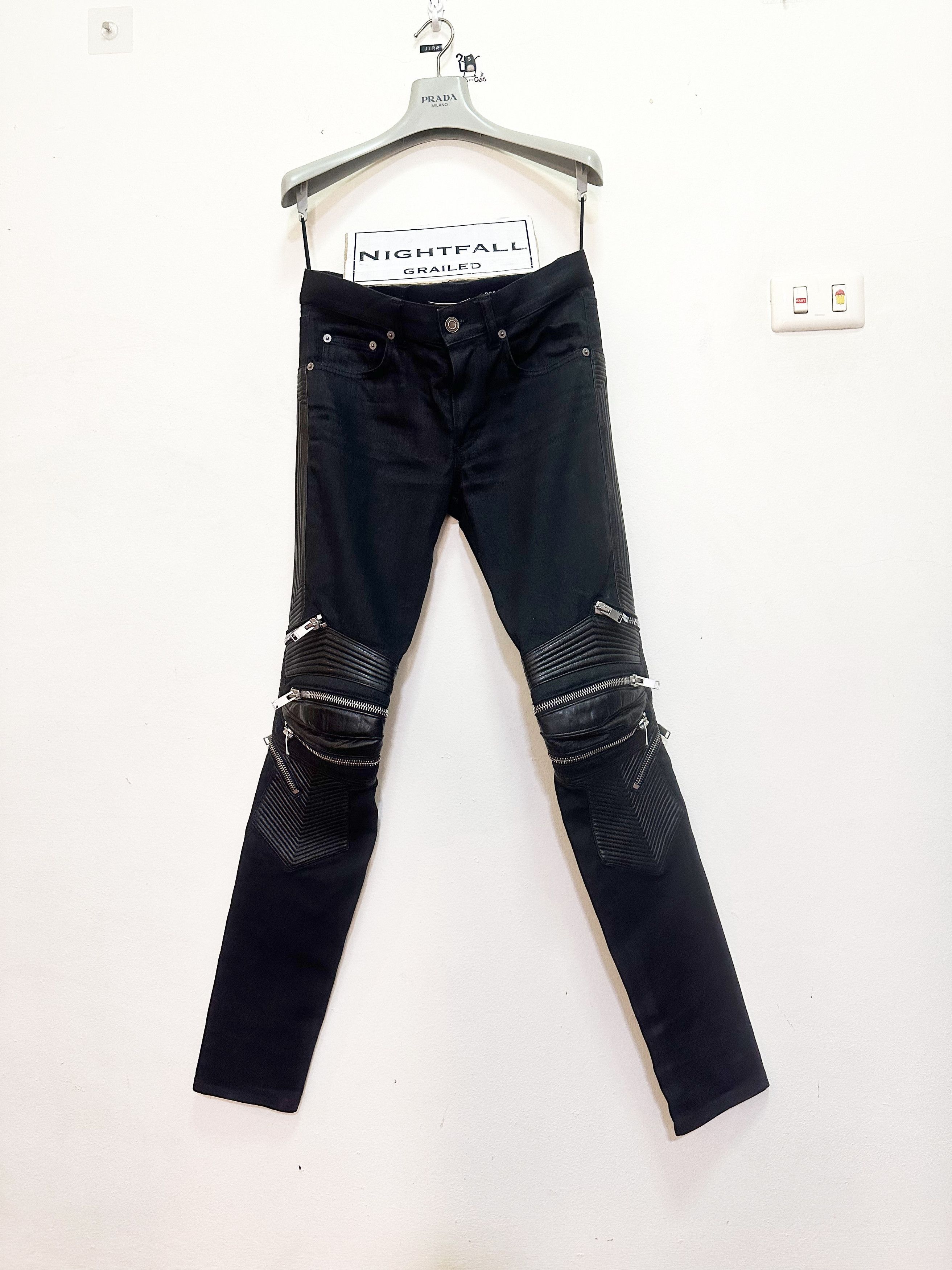image of Hedi Slimane x Saint Laurent Paris 2013 Moto Biker Jeans in Black, Men's (Size 28)