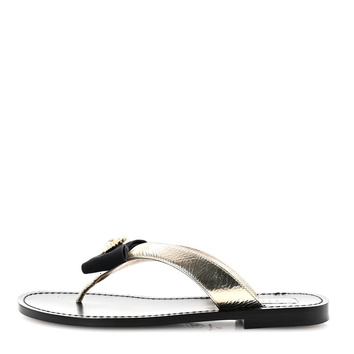 Chanel os11x0126 Metallic Laminated Thong Sandals in Gold Size US 7 / IT 37 - 1 Thumbnail