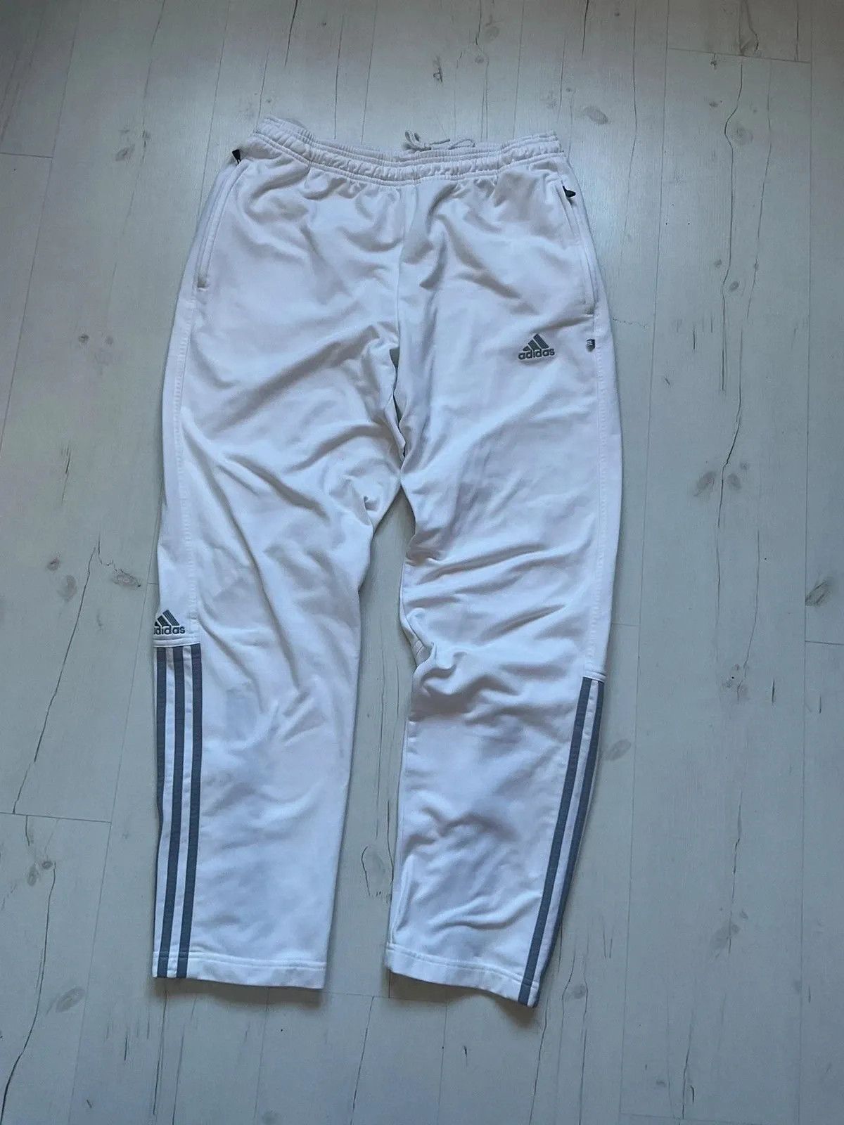 Adidas OG Adidas White Grey Pants Track Pants Open Zip Legs Vintage Size US 32 / EU 48 - 1 Thumbnail