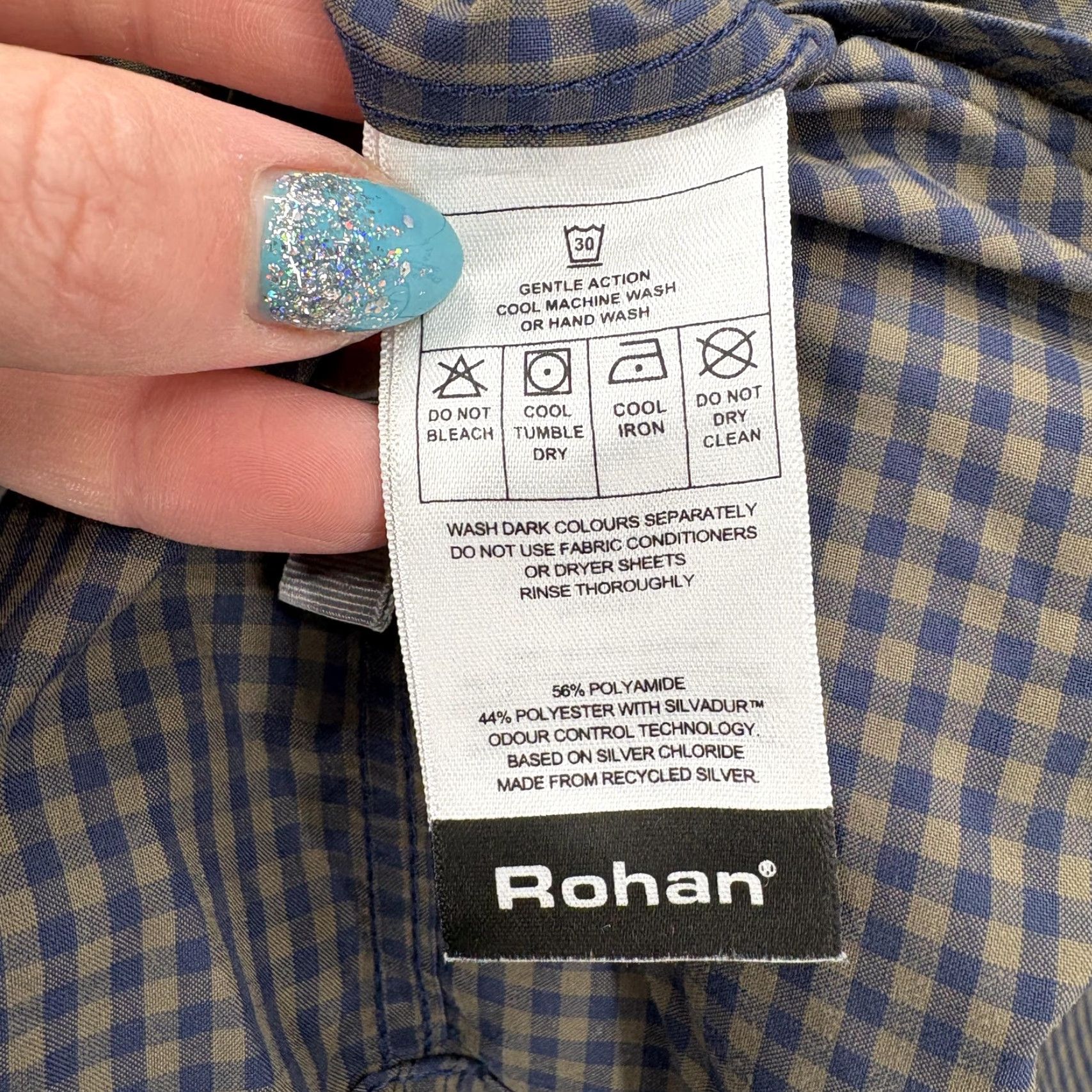 Vintage Rohan Shirt Mens Medium Blue Check UV Protective Long Sleeve Travel Hiking Trail Mens, Button-Up, Check Pattern, UV Protection, Travel, Outdoor, Blue Size US M / EU 48-50 / 2 - 4 Thumbnail