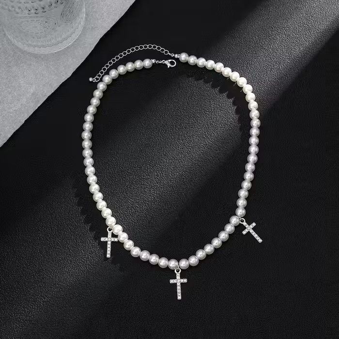 Jewelry Cross Pearl Necklace Size ONE SIZE - 3 Thumbnail