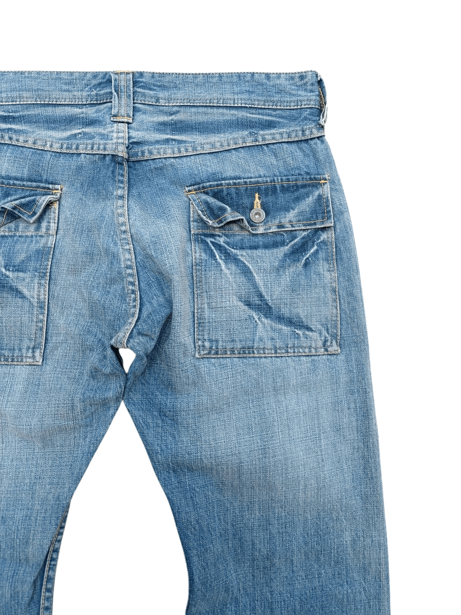 Designer VINTAGE 🔥 Back Number Japan Bush Pant Distressed Denim Size US 33 - 13 Thumbnail