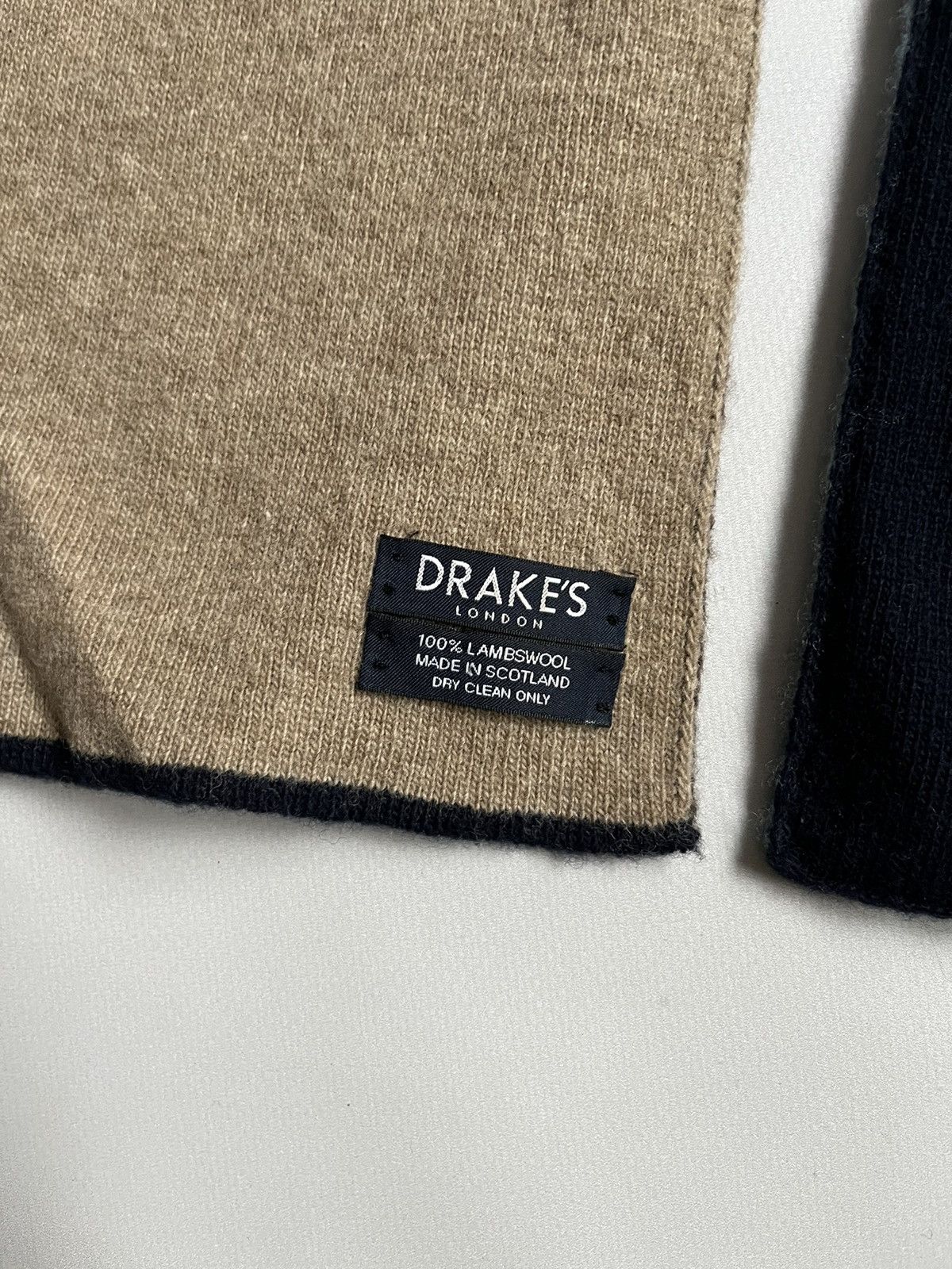 Drake's DRAKE`S LONDON Unisex Scotland Lambswool Blue Brown Scarf Size ONE SIZE - 5 Thumbnail