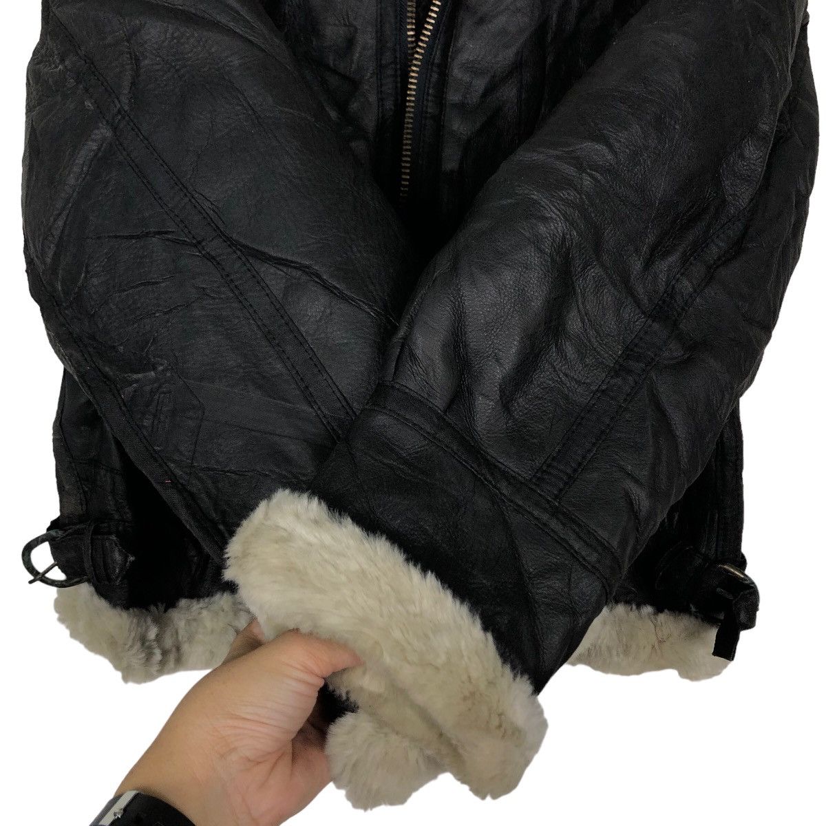 Japanese Brand 🔥Vtg Genuine Leather Jacket Suntory Coffee Boss Shearling Size US L / EU 52-54 / 3 - 13 Thumbnail