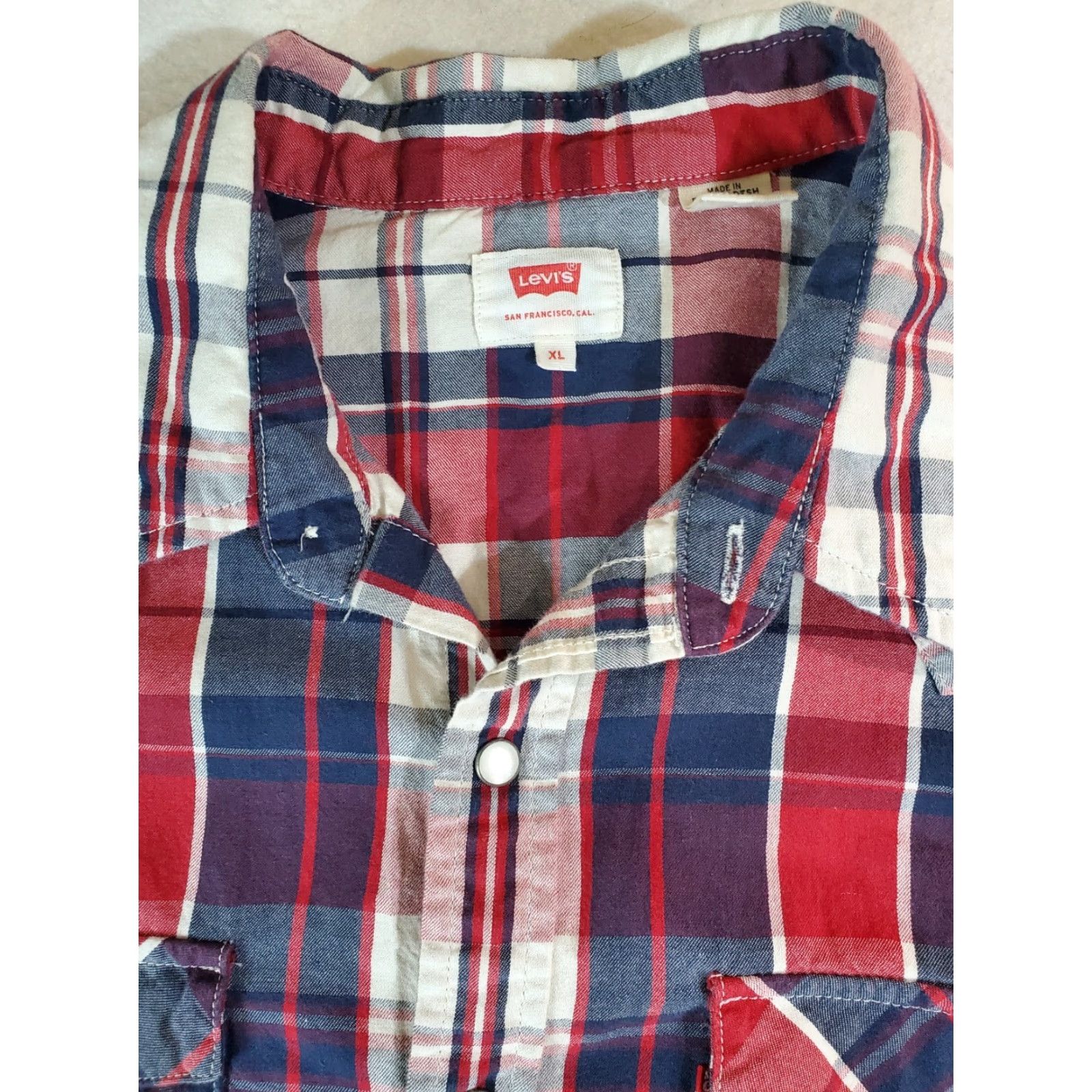 Levi's VINTAGE Levi's Signature Red Plaid Pearl Snap Button-Up Western Shirt Mens XL Size US XL / EU 56 / 4 - 3 Thumbnail