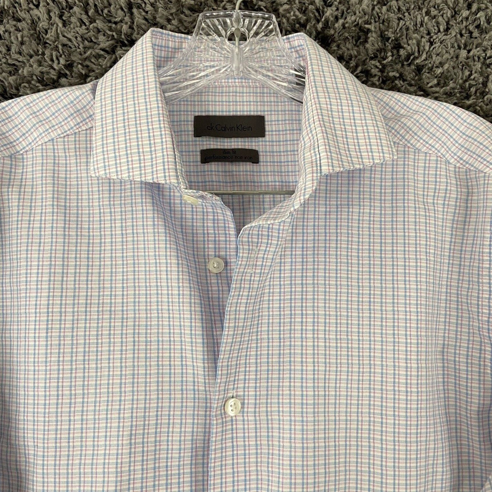 Calvin Klein CALVIN KLEIN Long Sleeve Shirt 15.5 34/35 Blue Pink Plaid Mens Size US M / EU 48-50 / 2 - 7 Thumbnail