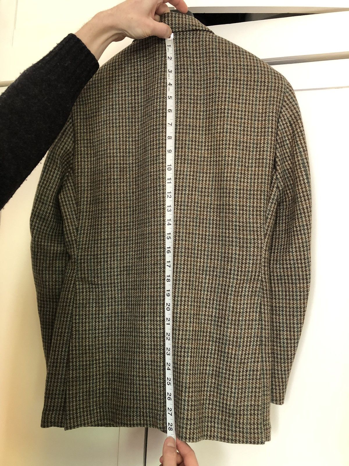 J. Mueser Campania sport jacket in beige-olive-brown houndstooth tweed Size 38R - 11 Thumbnail