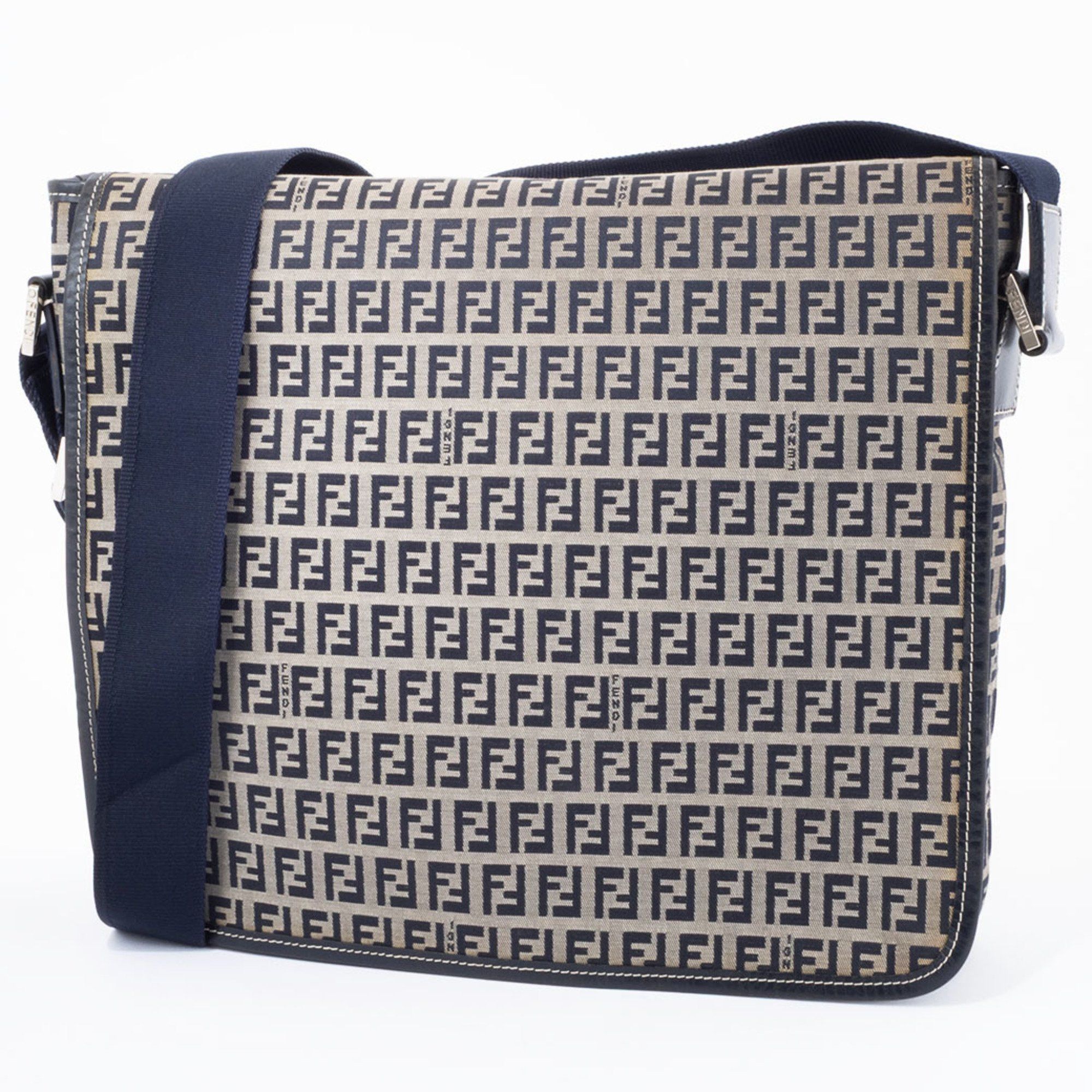 Fendi FENDI ZUCCA BAG SHOULDER CANVAS | LEATHER NAVY MEN'S Size ONE SIZE - 1 Thumbnail