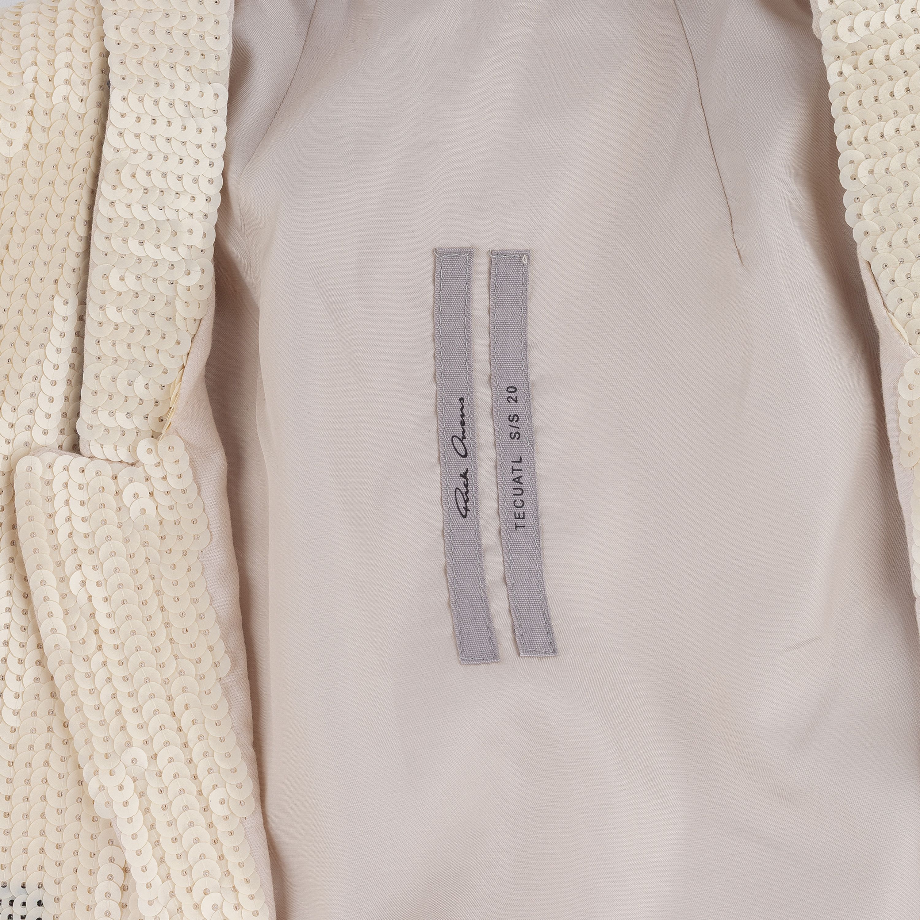 Rick Owens Rick Owens Cropped Sequins White Chalk Blazer Jacket (XS/S) Size US XS / EU 42 / 0 - 8 Thumbnail