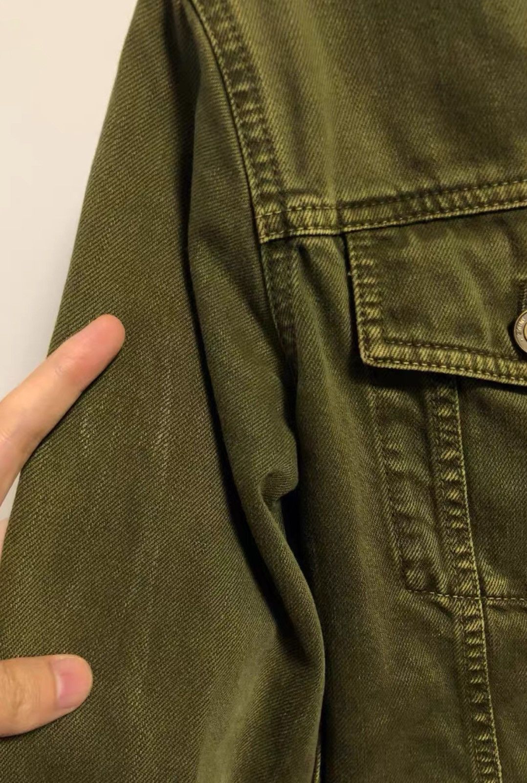 Saint Laurent Paris Saint Laurent Army Green Arm Badge Logo Denim Jacket Size US S / EU 44-46 / 1 - 4 Thumbnail