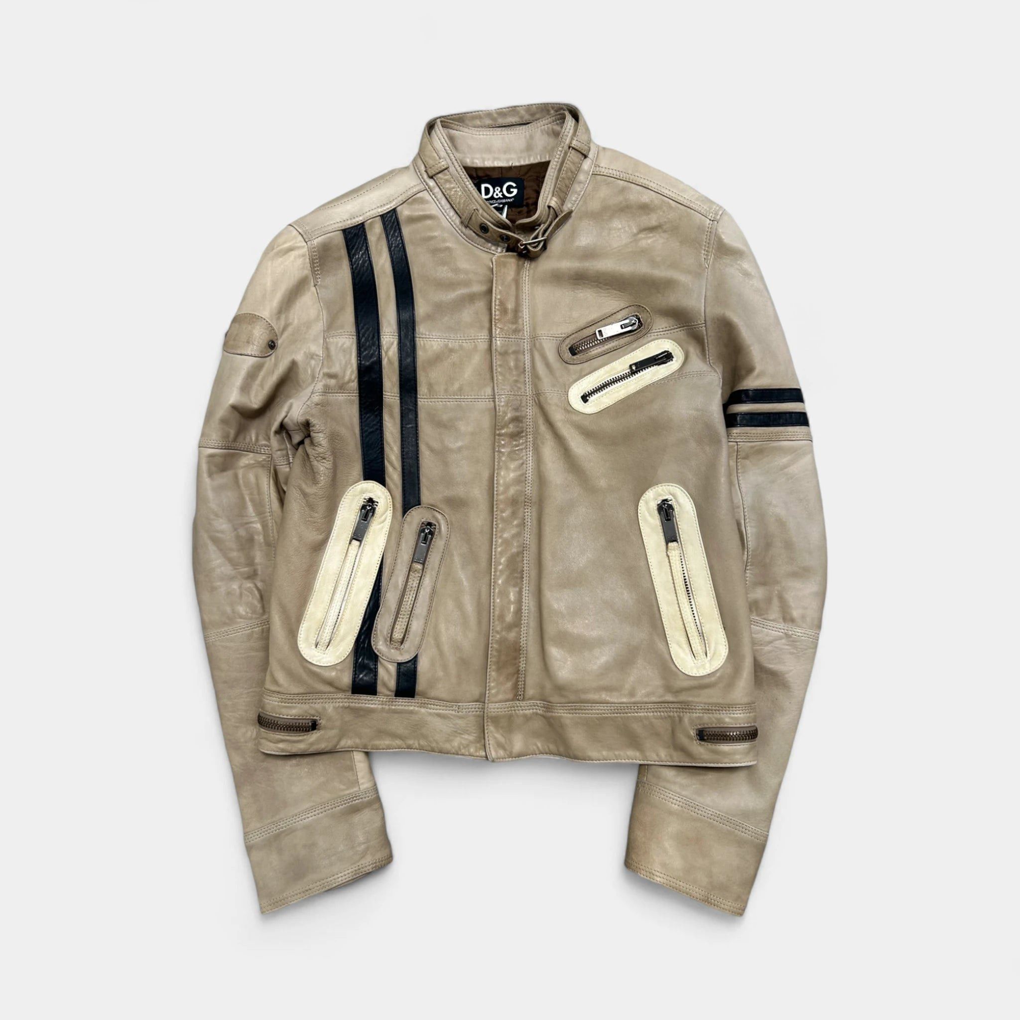 Dolce & Gabbana 2005 Black Leather Racing Jacket