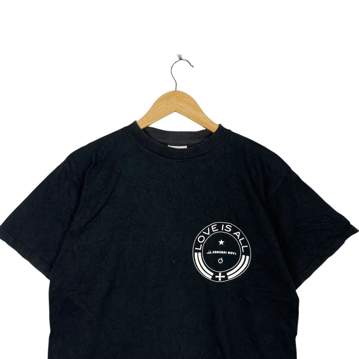 Tultex Vintage Samurai Boy Love Is All Graphic T-Shirt Black Tultex Size US XL / EU 56 / 4 - 2 Thumbnail