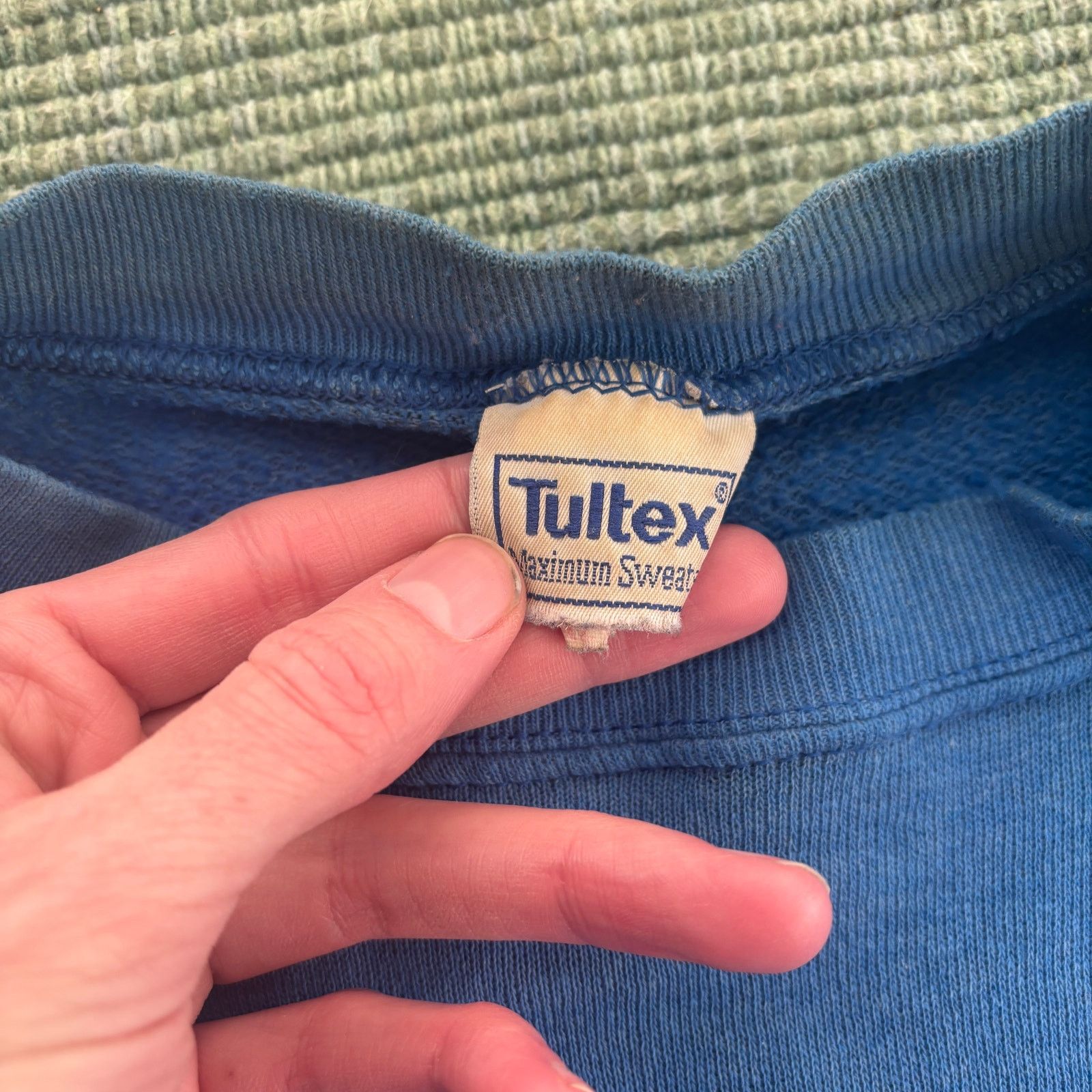 Tultex Vintage 80s-90s Tultex blank blue cotton sweatshirt size XL Size US XL / EU 56 / 4 - 4 Thumbnail