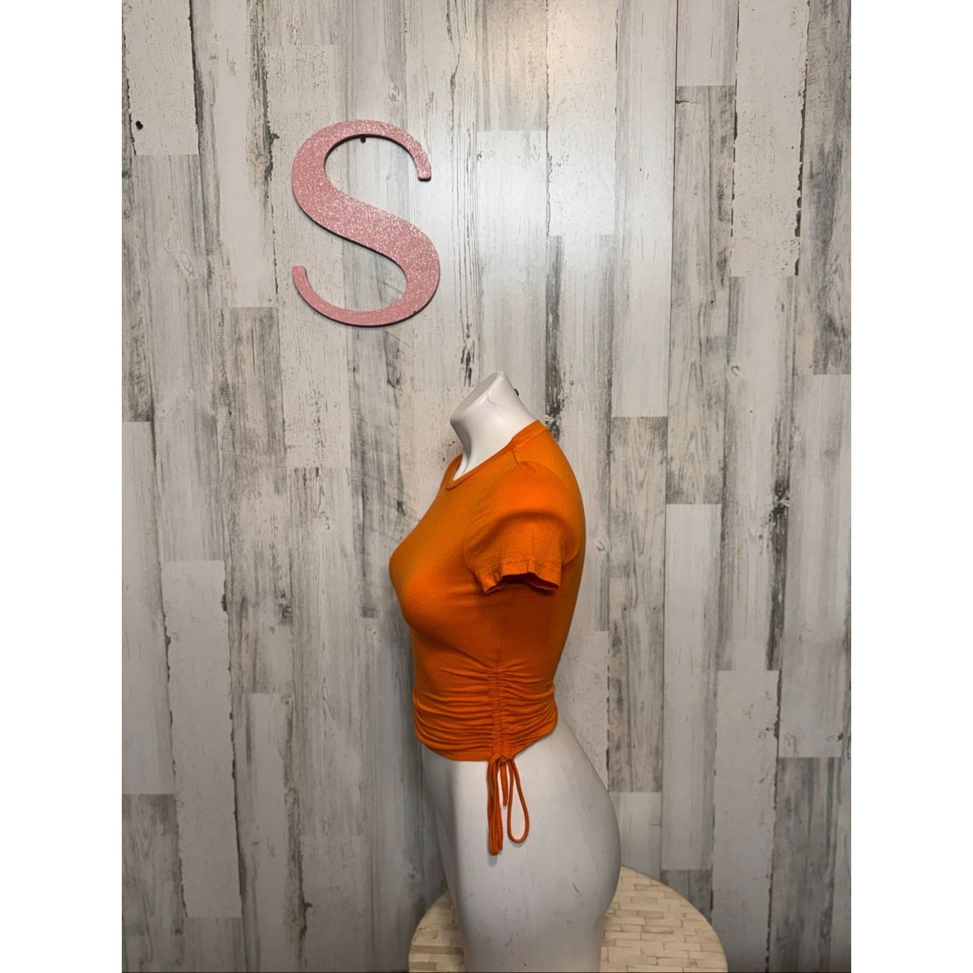 Other Orange Ruched Side Crop Top – Size S Size S / US 4 / IT 40 - 2 Thumbnail