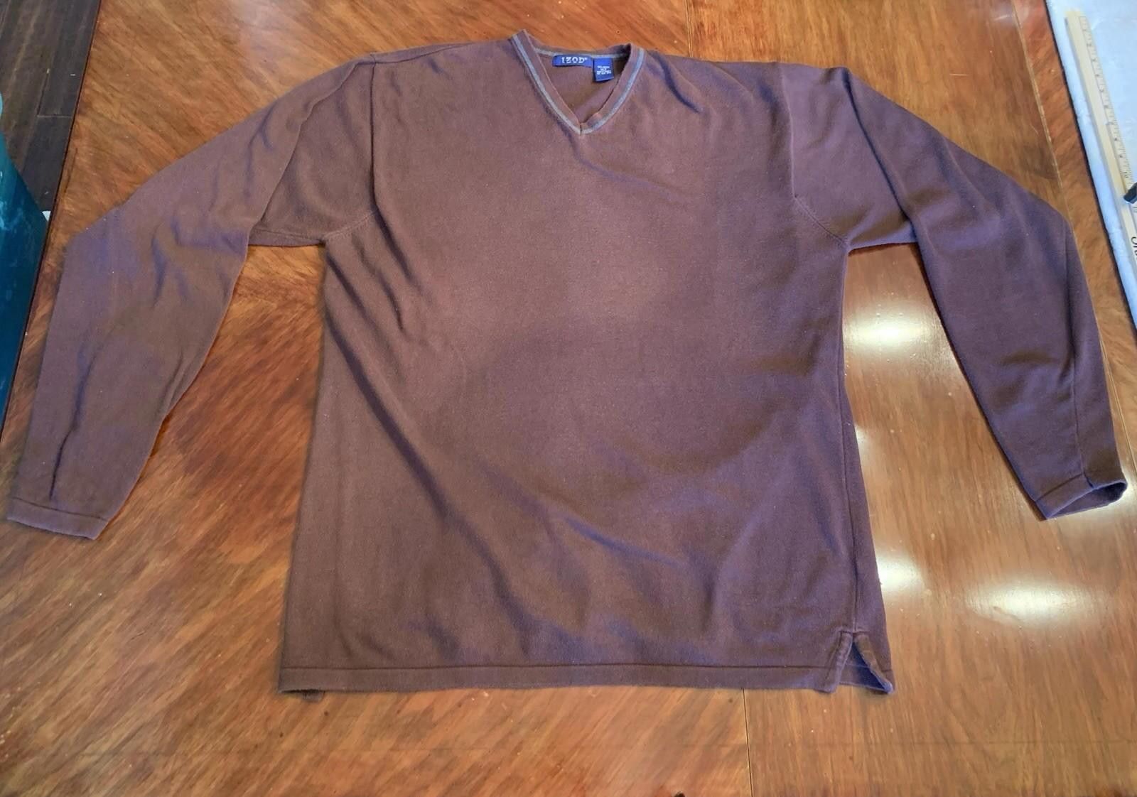 Izod Men's IZOD XLT V-neck 100% Cotton Burgundy Sweater Size US XL / EU 56 / 4 - 1 Thumbnail