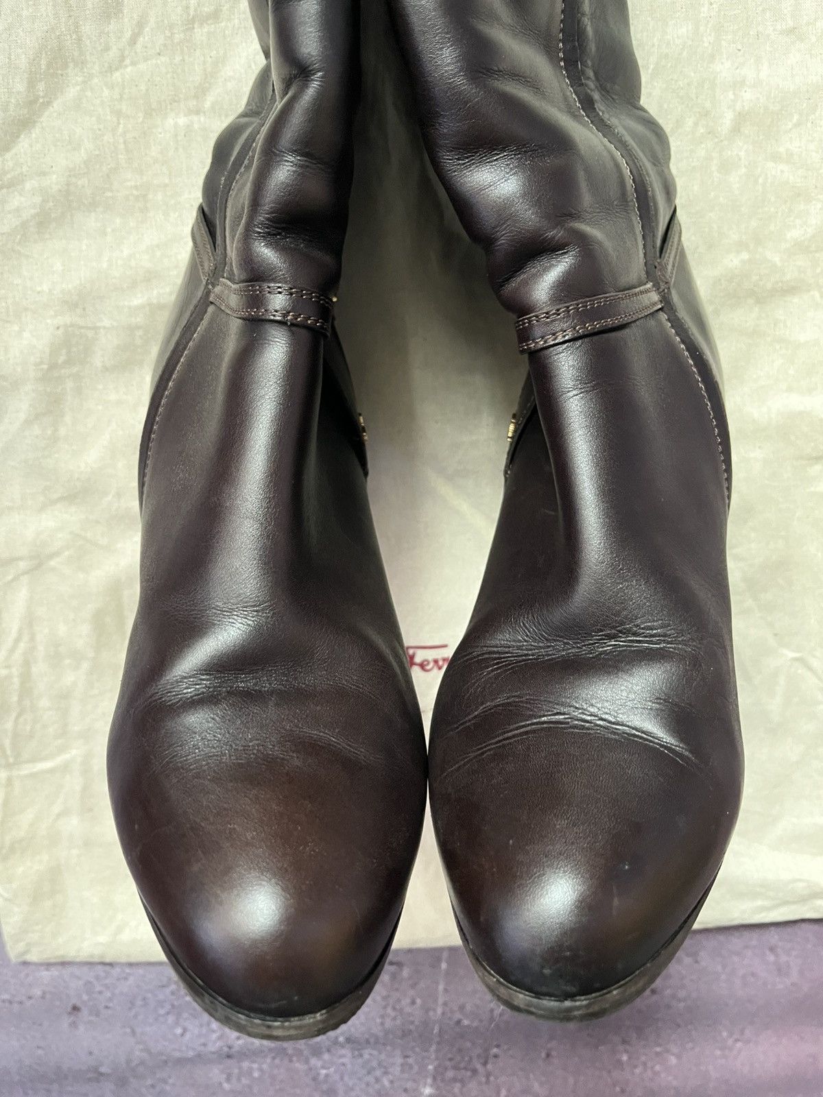 Salvatore Ferragamo Salvatore Ferragamo Knee High Fur Dark Brown leather Boots Size US 8 / IT 38 - 7 Thumbnail