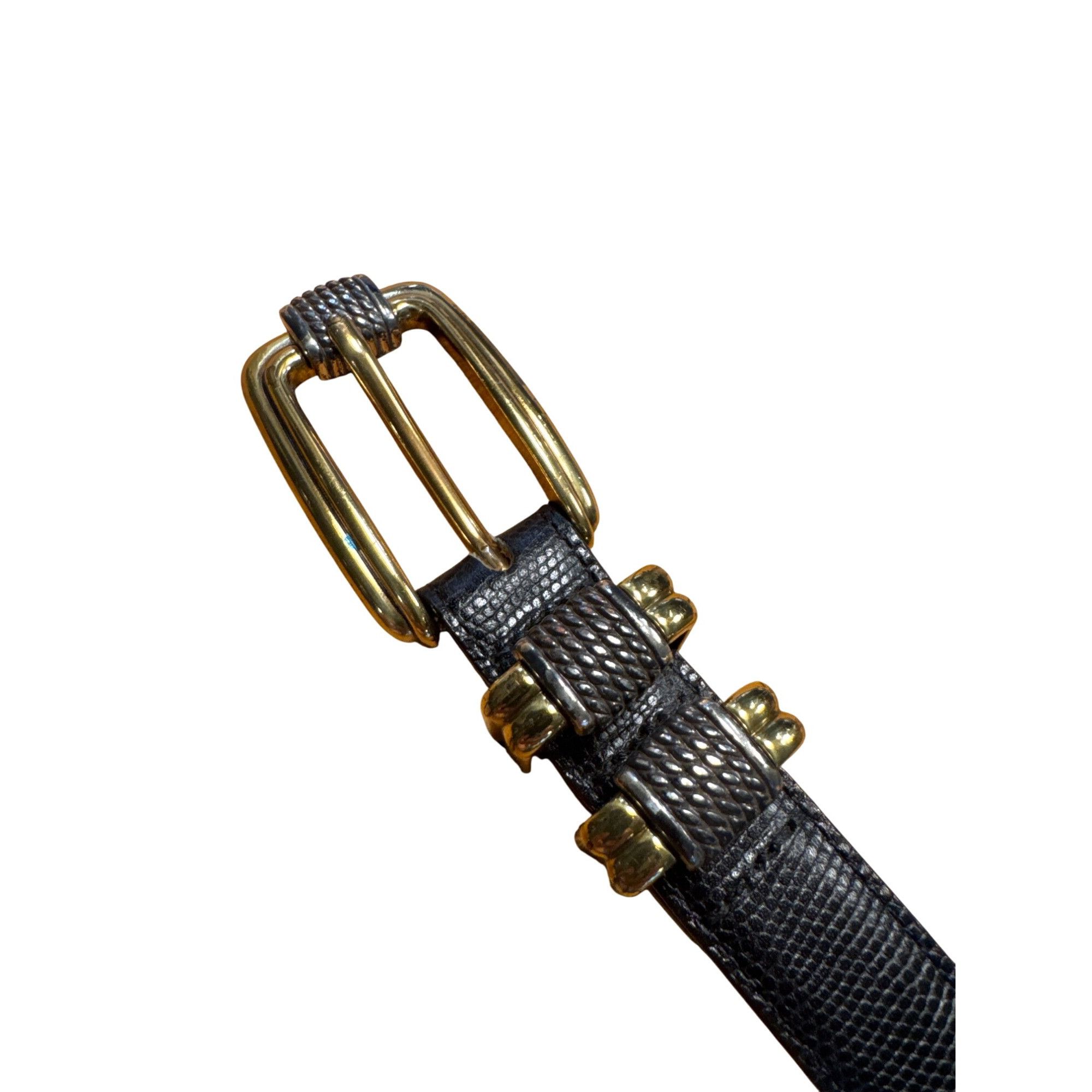 Brighton Brighton Womens Black & Gold Two-Tone Buckle Belt M/30 SKU 6 Size ONE SIZE - 5 Thumbnail
