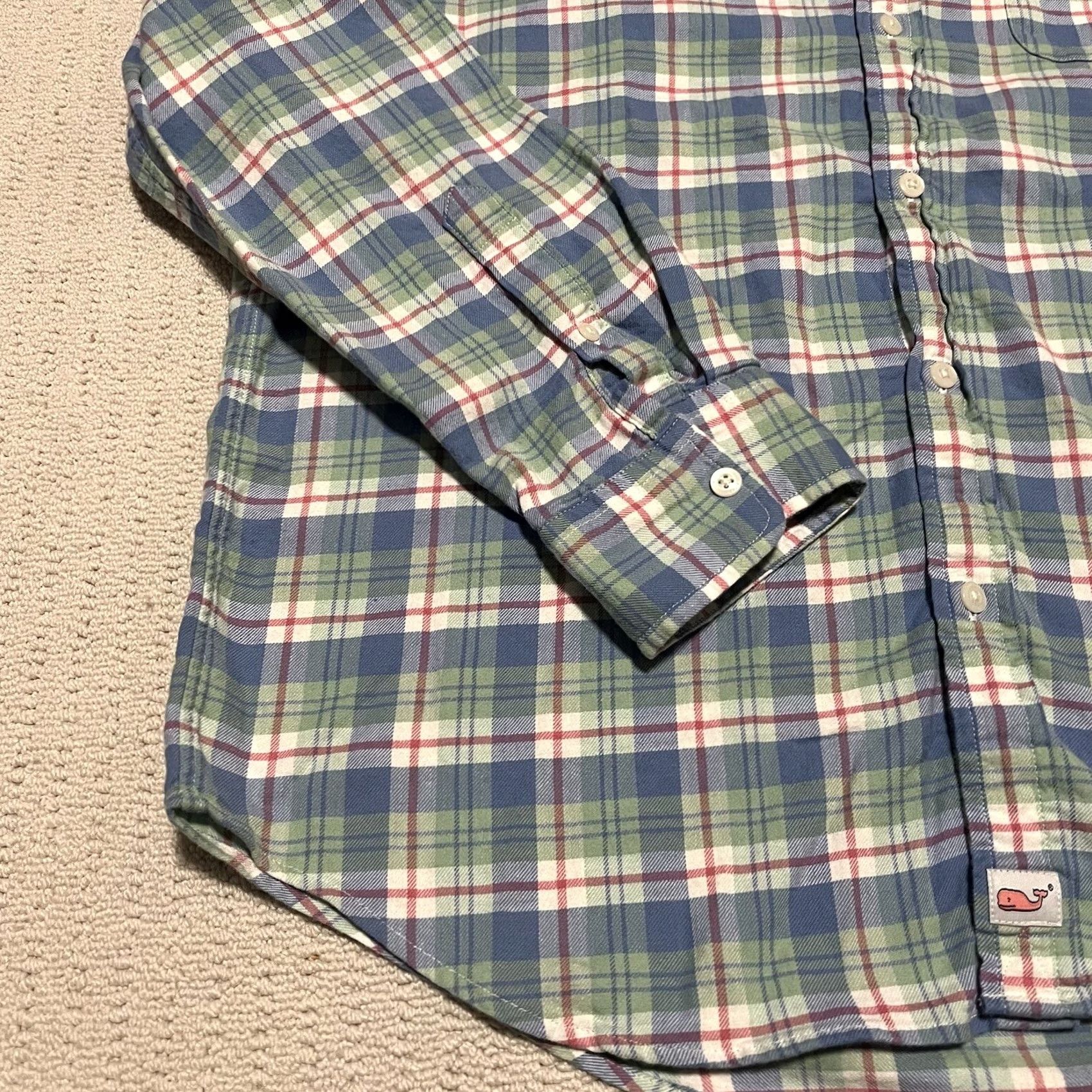 Vineyard Vines VINEYARD VINES Murray Shirt Button-Up Plaid Long Sleeve Blue Green Pink L Mens Regular Lightweight Cotton Knit Size US L / EU 52-54 / 3 - 4 Thumbnail