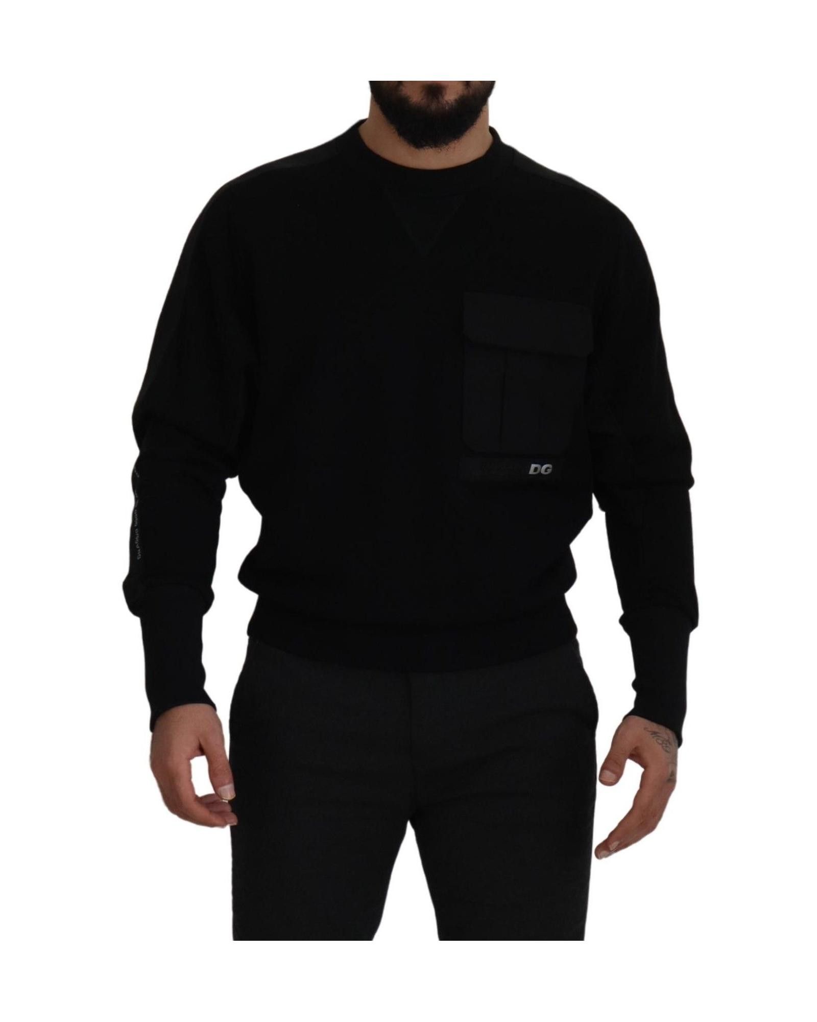 image of Dolce Gabbana Cotton Crewneck Sweatshirt in Black, Men's (Size XS)