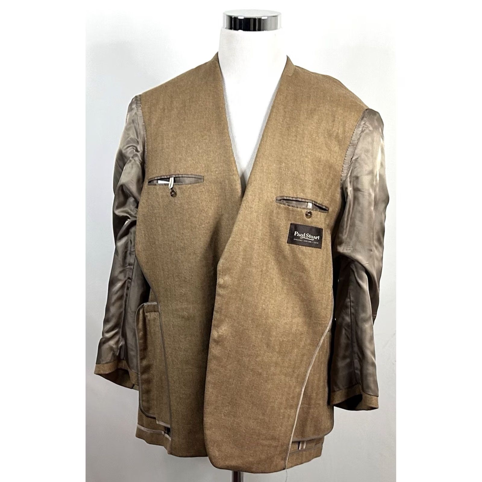 Paul Stuart Paul Stuart 42 Sport Coat 100% Cashmere Beige Herringbone Two-Button Men's Regular Jacket Beige Sports Coat 42 Mens Size US XS / EU 42 / 0 - 7 Thumbnail