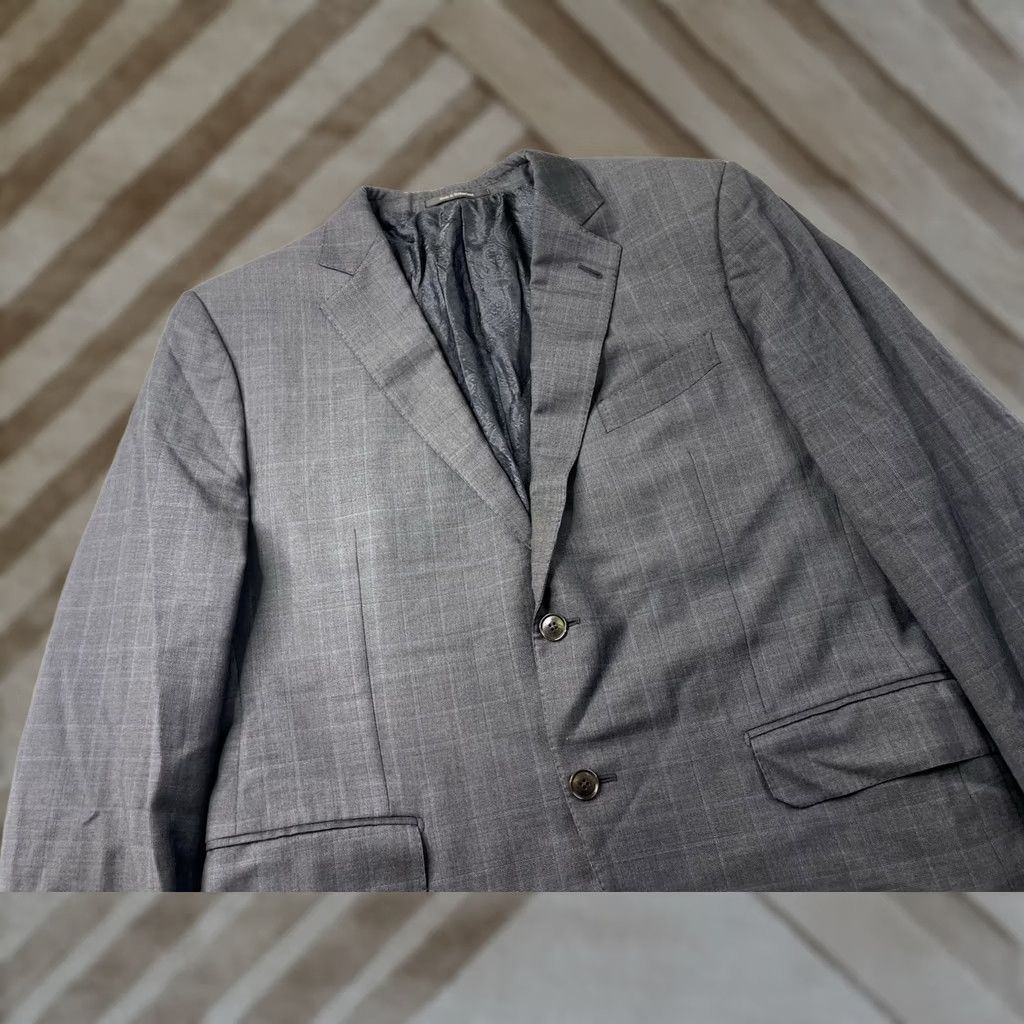 Ermenegildo Zegna Ermenegildo Zegna Su Misura Blazer Sport Coat Windowpane Check Plaid Gray Wool 44R Mens Size 44R - 1 Thumbnail