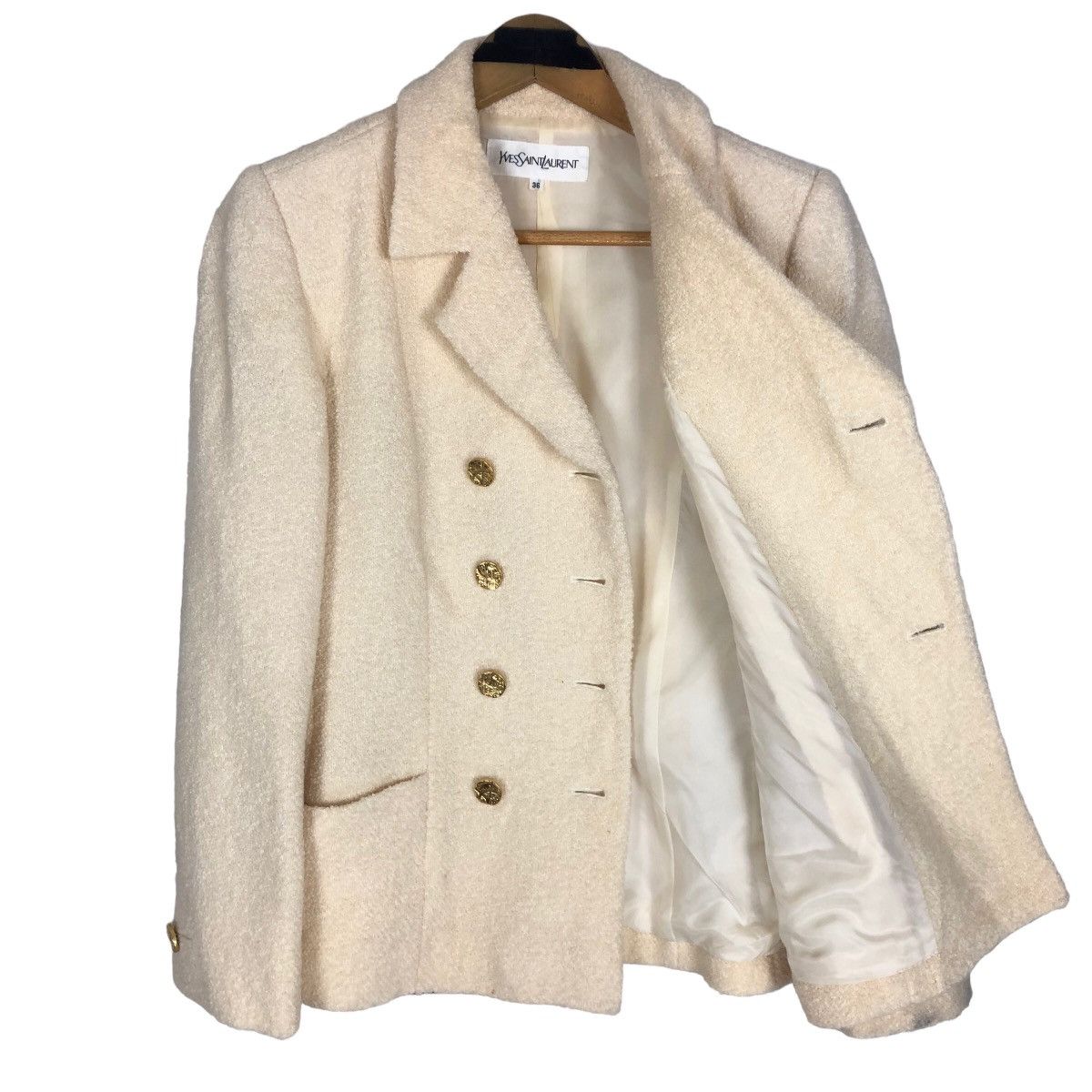 Yves Saint Laurent Yves Saint Laurent Short Coat Wool Light Jacket Luxury Size XS / US 0-2 / IT 36-38 - 7 Thumbnail