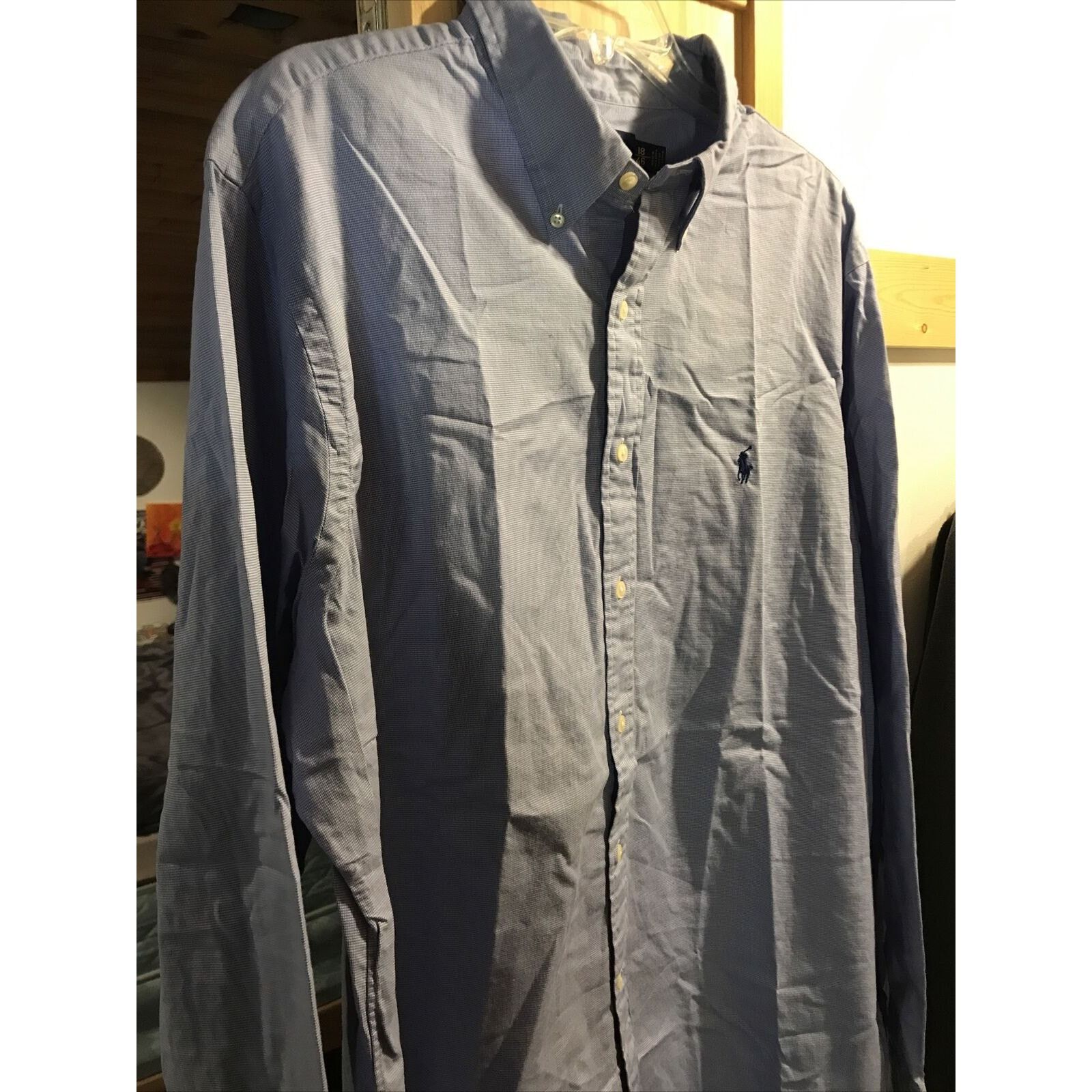 Ralph Lauren Ralph Lauren Vintage Men’s 18 46 Blue Check LS Cotton Shirt Size US XXL / EU 58 / 5 - 5 Thumbnail