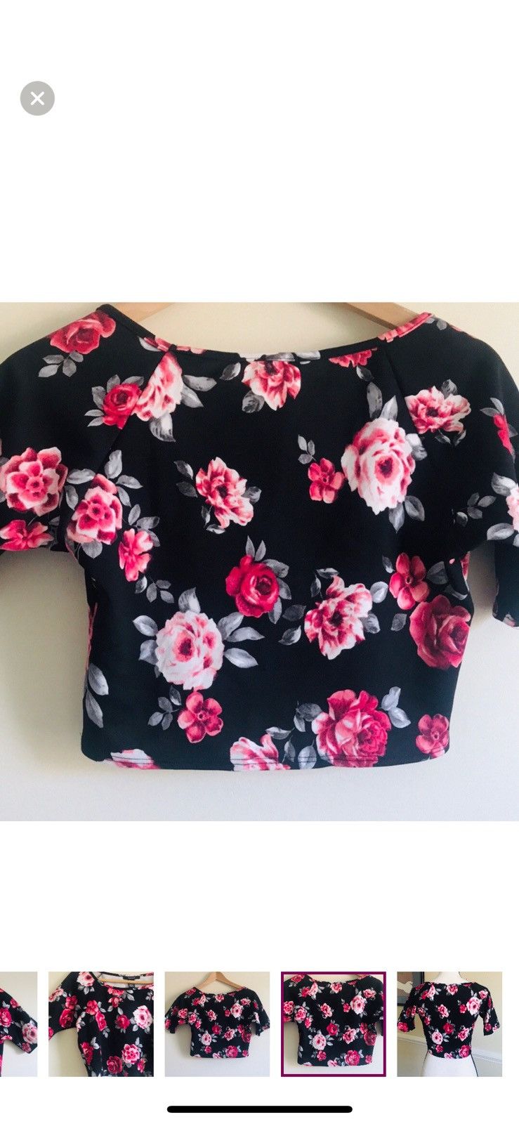 Forever 21 FOREVER 21 FLORAL SHORT SLEEVE CROP TOP Size L / US 10 / IT 46 - 7 Thumbnail