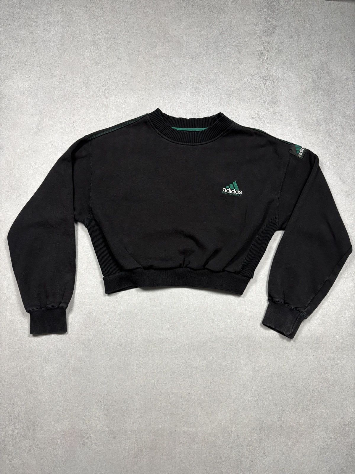Adidas Vintage 90s Adidas Equipment Cropped Sweatshirt Black Logo M Size M / US 6-8 / IT 42-44 - 1 Thumbnail