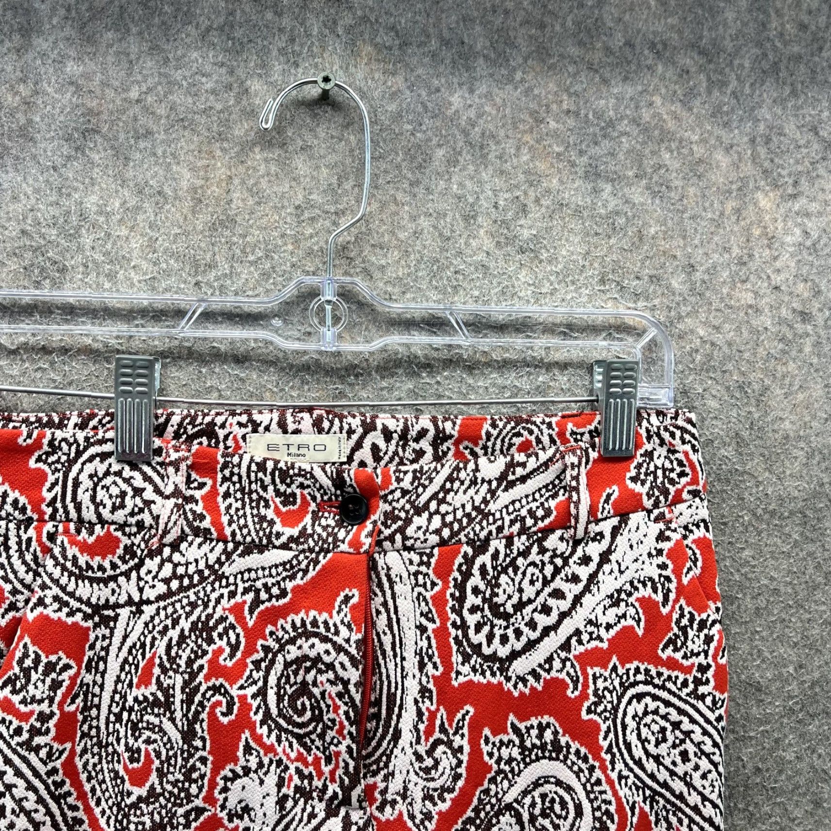 Etro Etro Pants Womens 40 Red Paisley Ankle Tapered Slim Dress Made In Italy Trousers Size 27" / US 4 / IT 40 - 6 Thumbnail