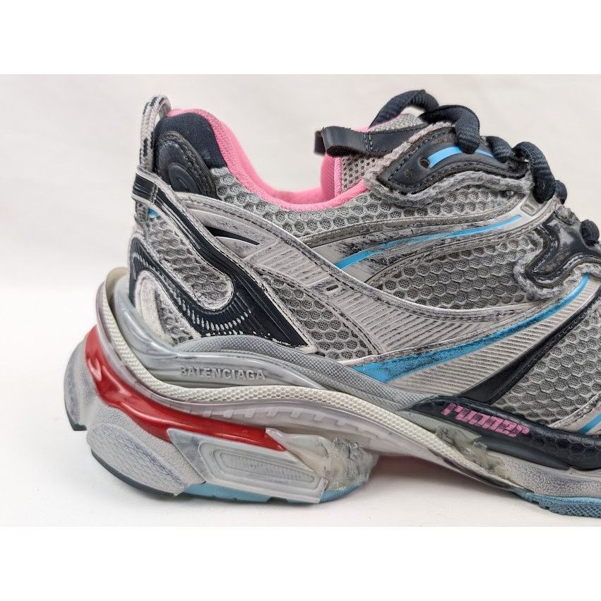 Balenciaga o1rshd1 Runner 2 Mesh/Pu/W Sneakers in Grey/Blue/Pink/Red Size US 11 / EU 44 - 4 Thumbnail
