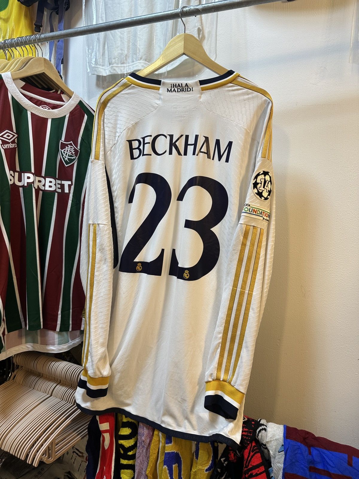 Adidas 2023-2024 RealMadridLongSleevesHomeKitPlayerVersionBECKHAM23 Size US XXL / EU 58 / 5 - 2 Thumbnail