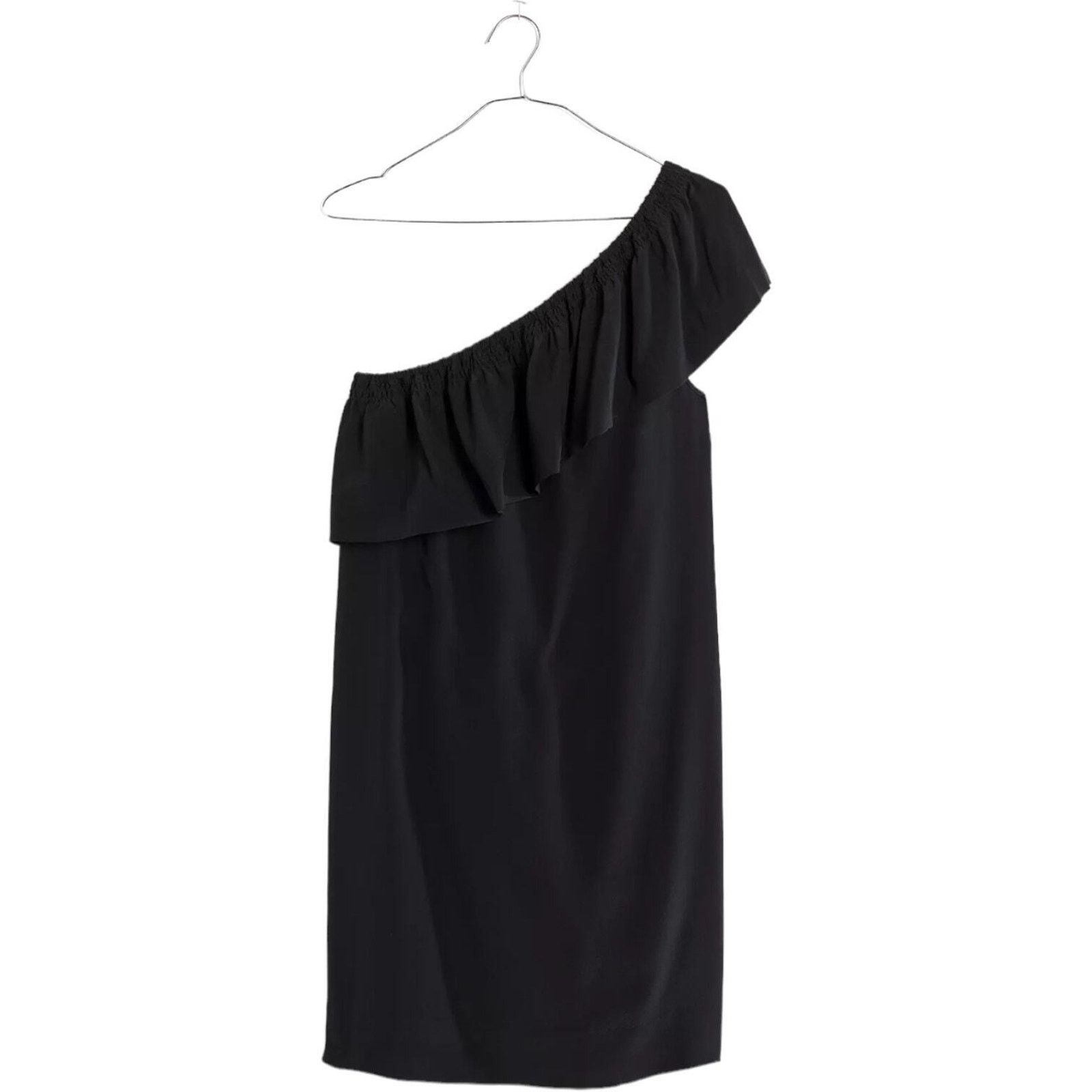 Madewell Madewell Mini Black Asymmetrical Off Shoulder Ruffle Dress 4 Size S / US 4 / IT 40 - 2 Thumbnail
