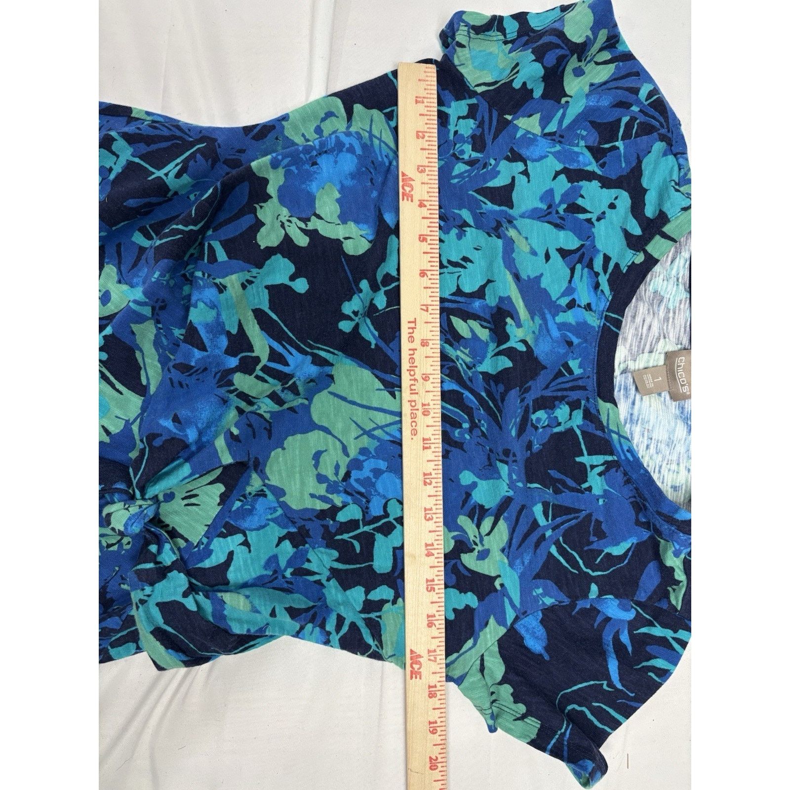 Chicos Chico’s Tie Front Blue Green Floral SS T-Shirt Dress S Size S / US 4 / IT 40 - 6 Thumbnail