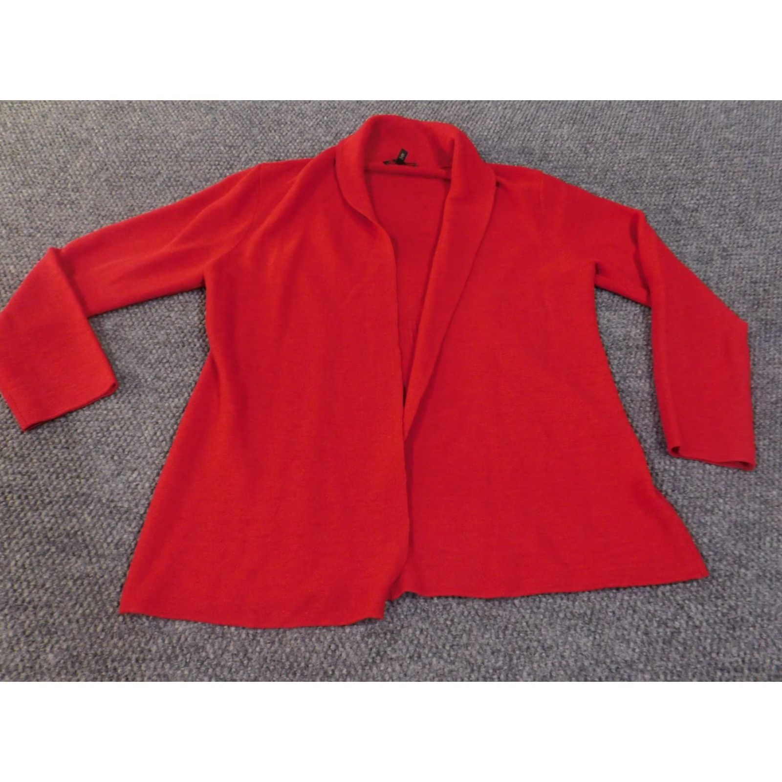 Eileen Fisher VINTAGE? No. Eileen Fisher Sweater Cardigan Wool Open Front Lightweight Red Petite Large Bell Sleeve Womens Size L / US 10 / IT 46 - 7 Thumbnail