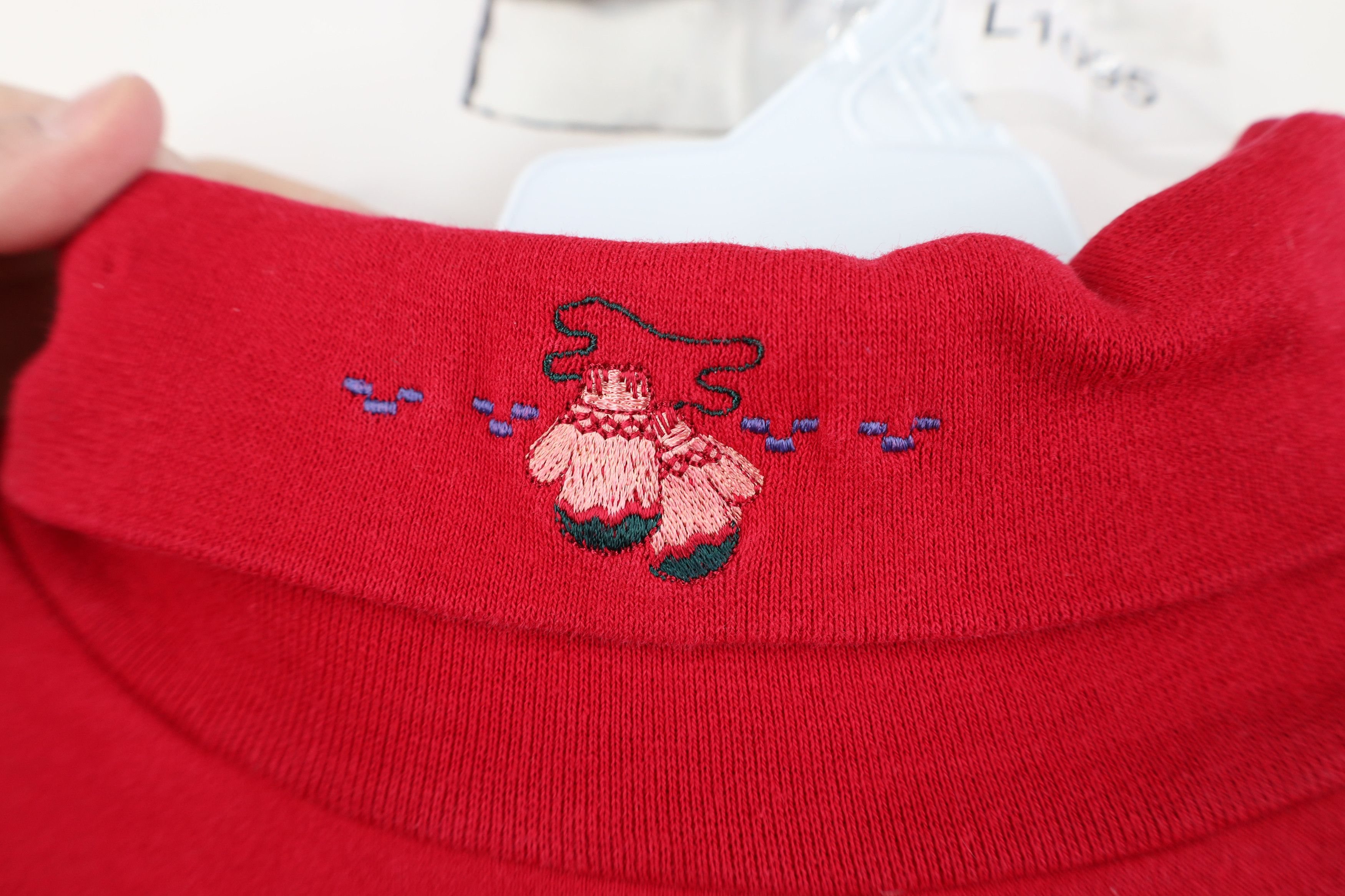 Vintage Vintage 90s Oversized Winter Stamp Turtleneck Sweatshirt Red Size M / US 6-8 / IT 42-44 - 4 Thumbnail