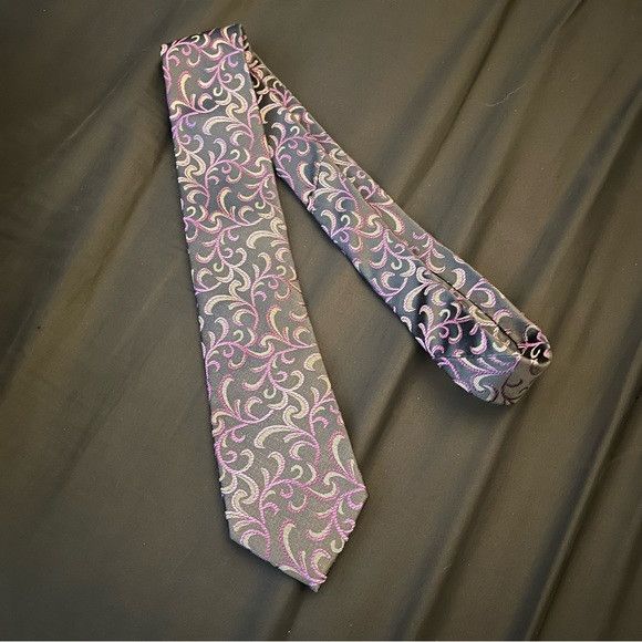 Alfani ALFANI 100% silk Purple Grey Black tie Size ONE SIZE - 1 Thumbnail