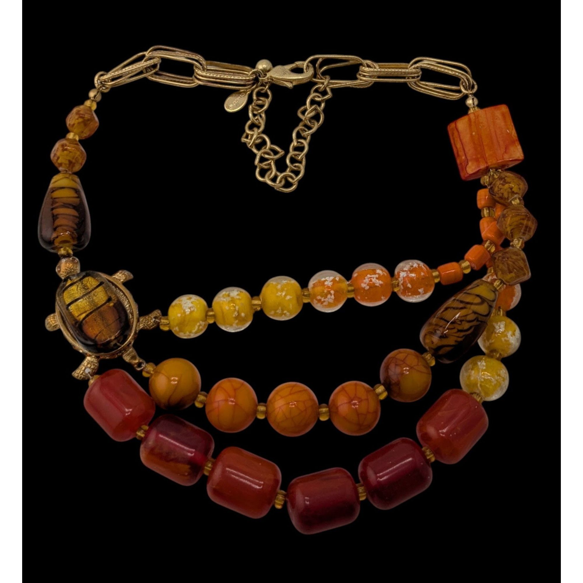 Other Chicos Turtle Necklace Red Yellow And Orange With Glass And Size ONE SIZE - 3 Thumbnail