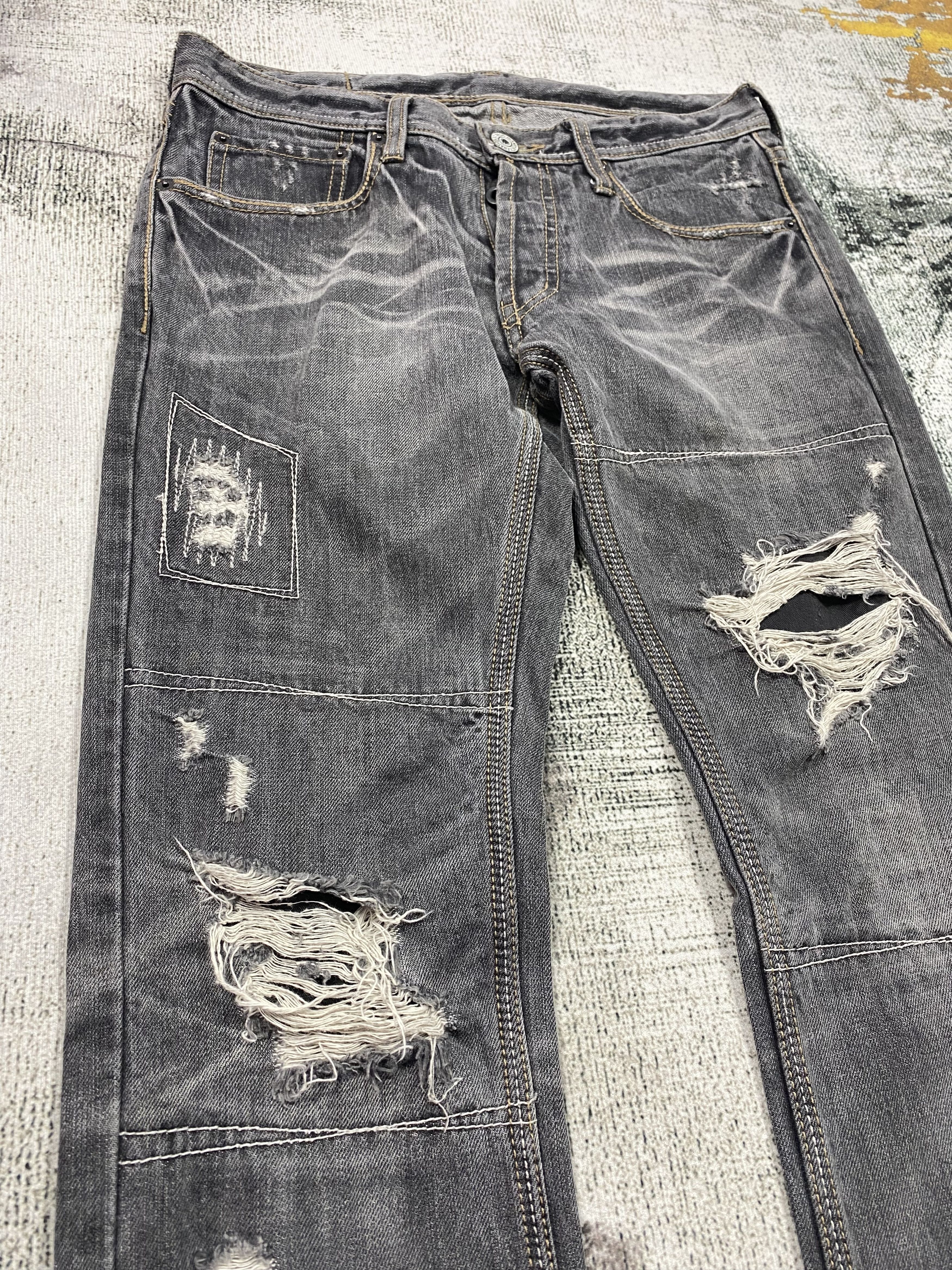 Japanese Brand SICKS💥Japanese Different Rupert Faded Low Rise Distressed Size US 30 / EU 46 - 5 Thumbnail