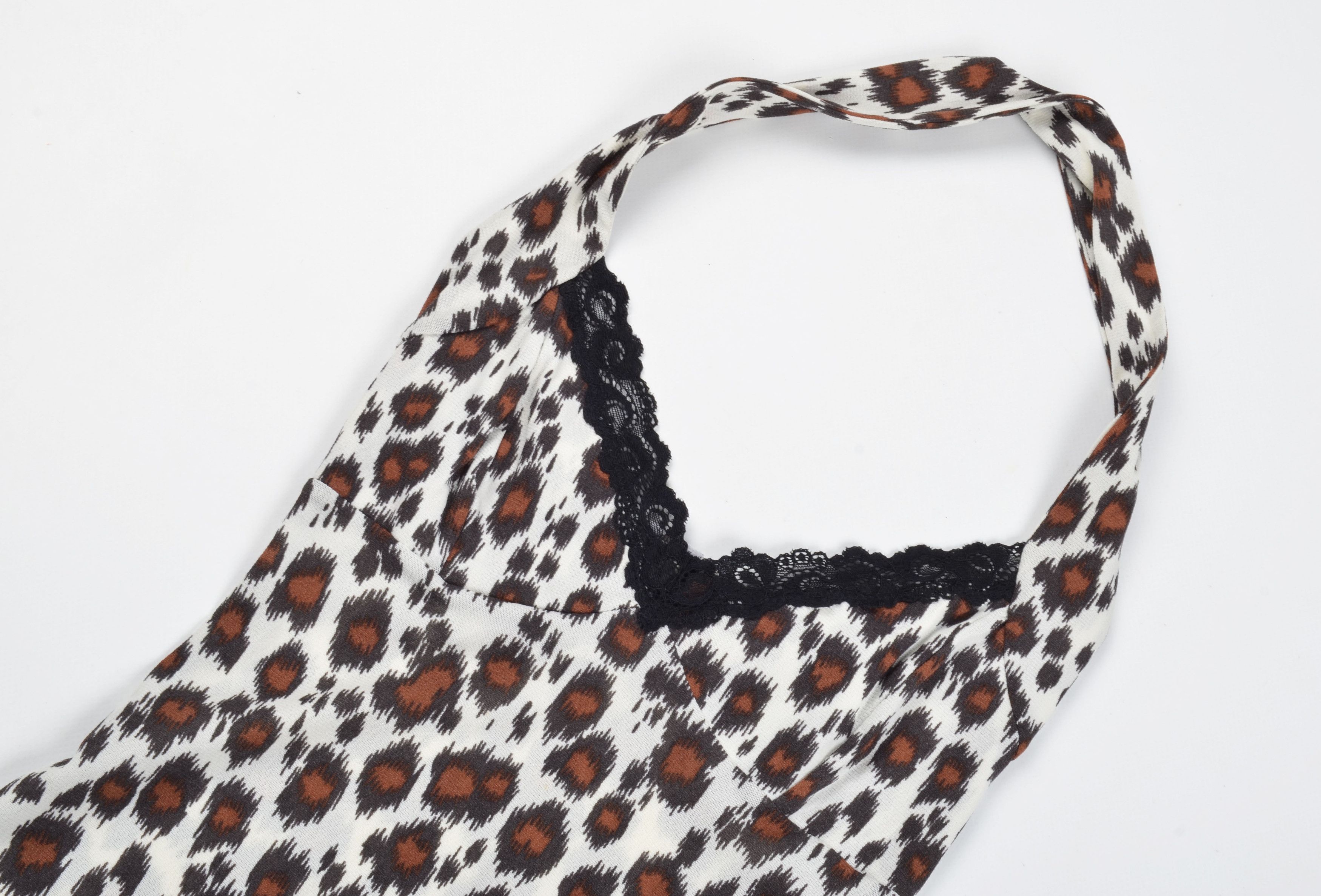 Vintage Vintage Kookai Y2K Mob Wife Mesh Leopard Halter Top Size S / US 4 / IT 40 - 4 Thumbnail