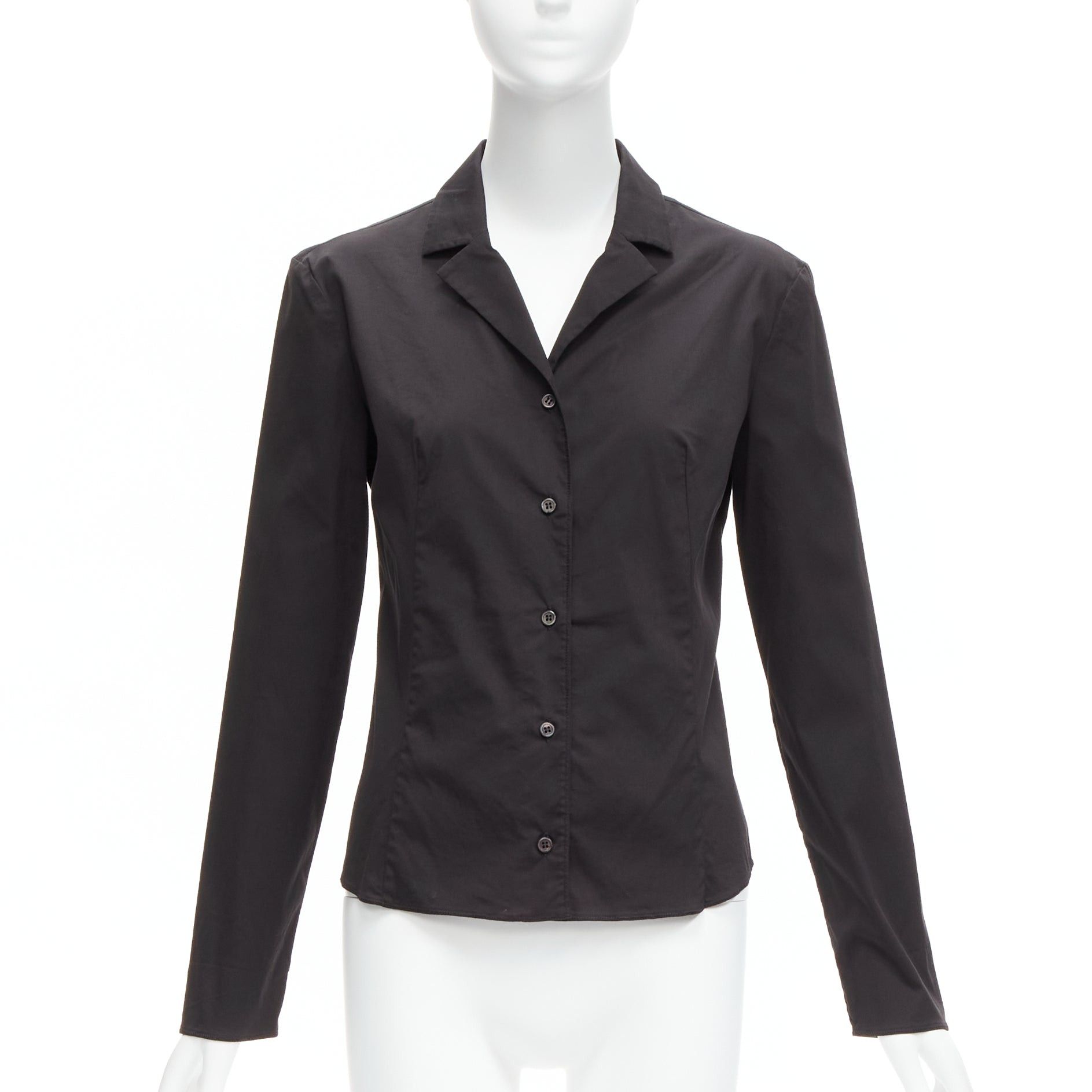 Prada PRADA Vintage charcoal black lapels dared minimal classic dress shirt IT46 XL Size L / US 10 / IT 46 - 1 Thumbnail